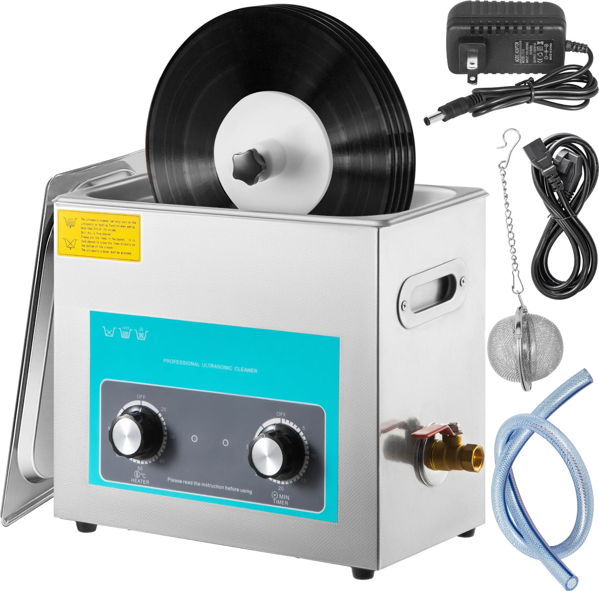 Produktbild von Ultraschallreiniger 6,5 L – 180 W, 300 W Heizung, 40 KHz, Edelstahl, Mit Korb, Für Schmuck & Industrie