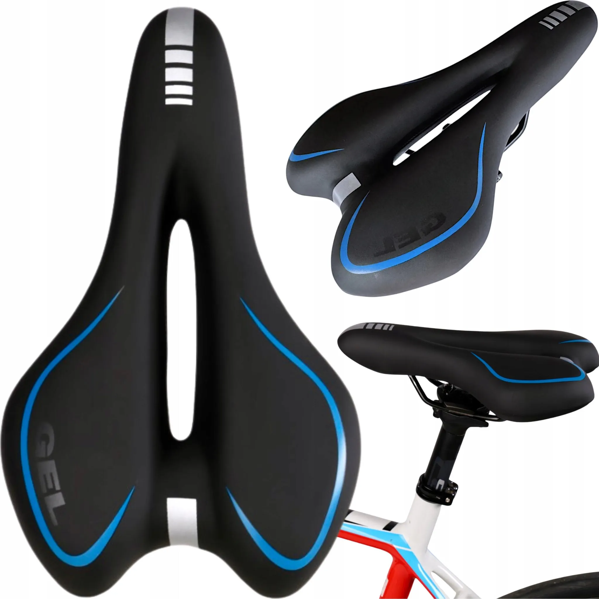 Selle Vélo Ergonomique – Mousse Mémoire De Forme 2.0, Design Creux Respirant, Imperméable – 255x155 Mm, 285 G – Homme/Femme, VTT/route/ville