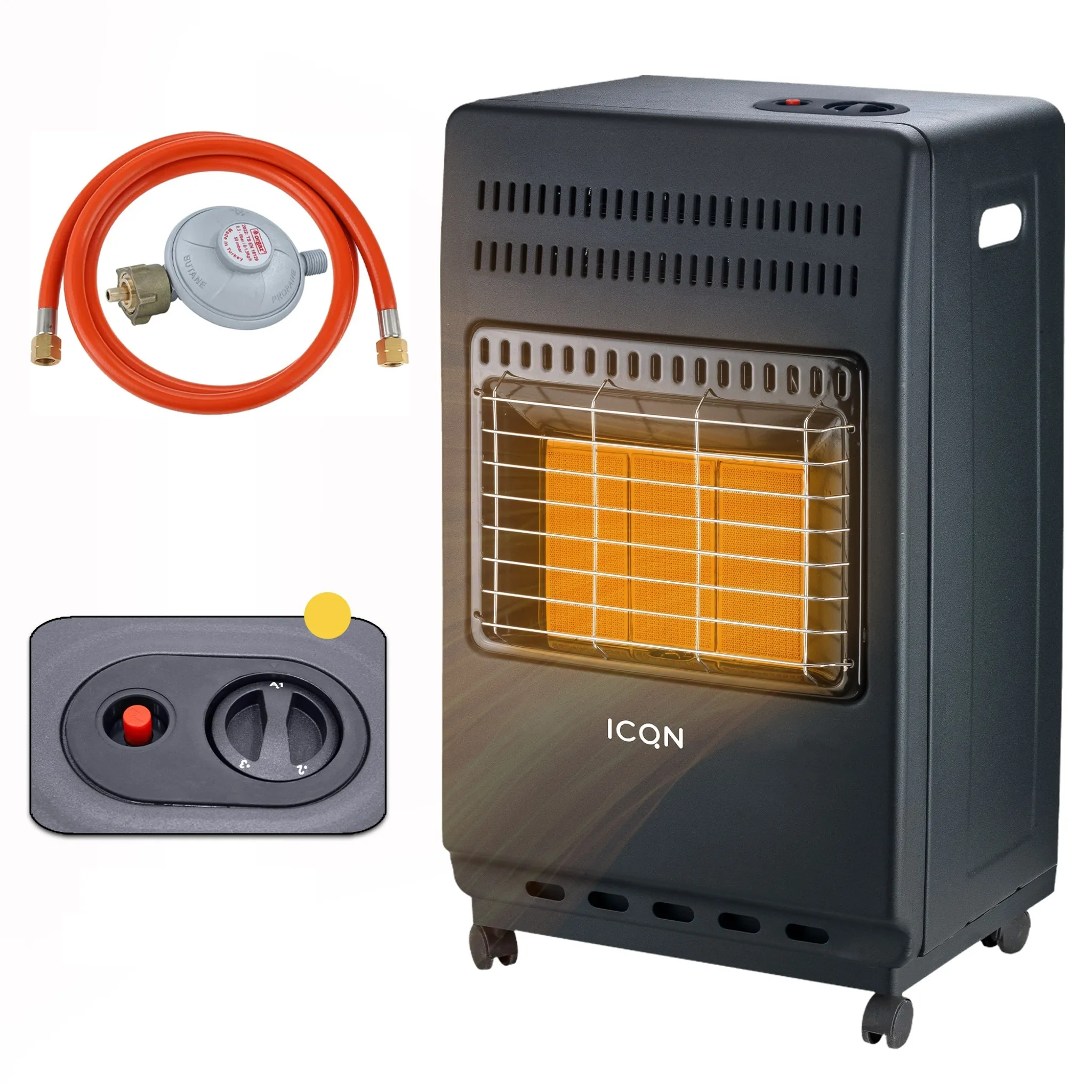 ICQN Gasheizofen 4200 Watt mit Druckregler 