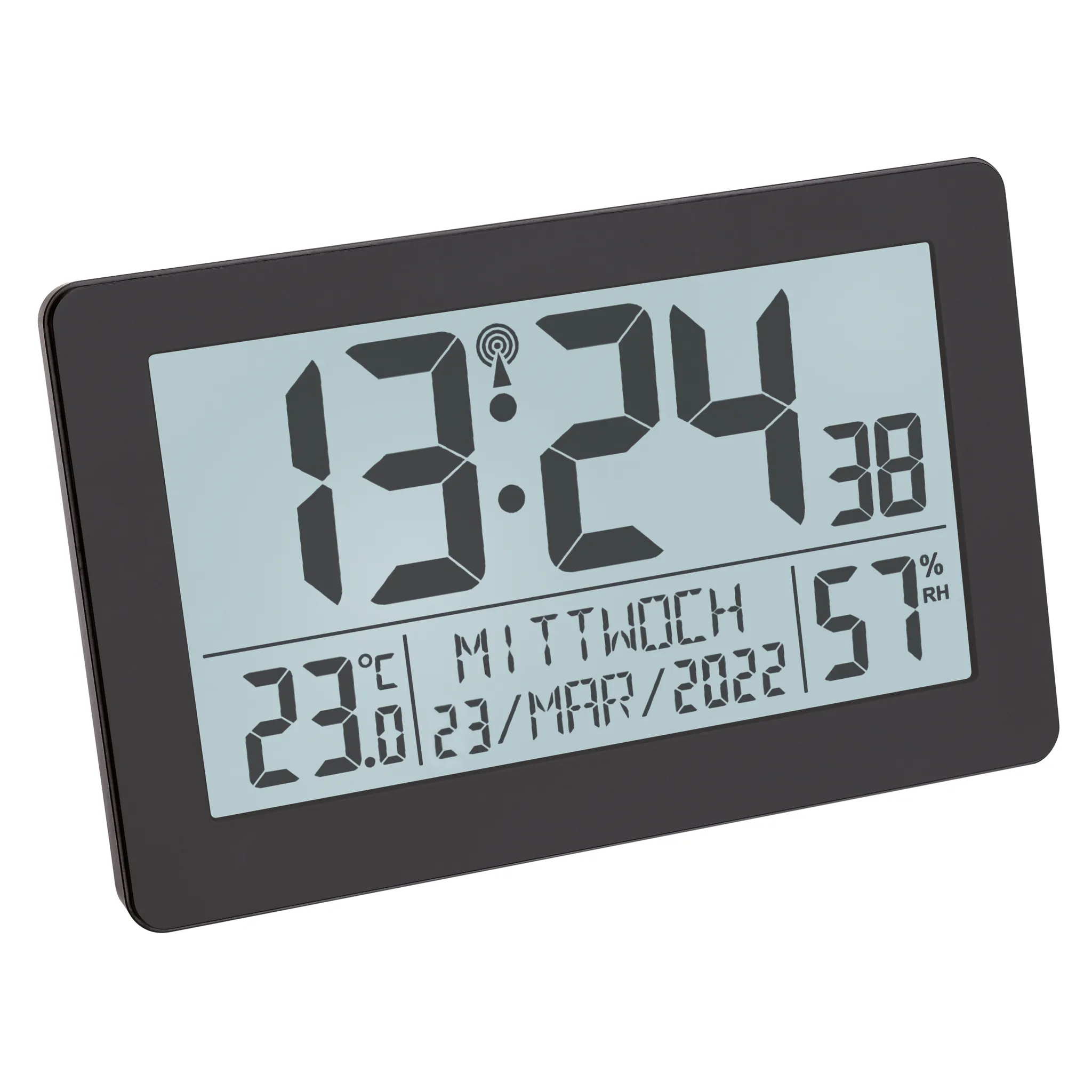 Horloge Maxi Wave De Bureau Radio-pilotée - Quartz, Lecture Facile, Diamètre 37,5 Cm, Grise