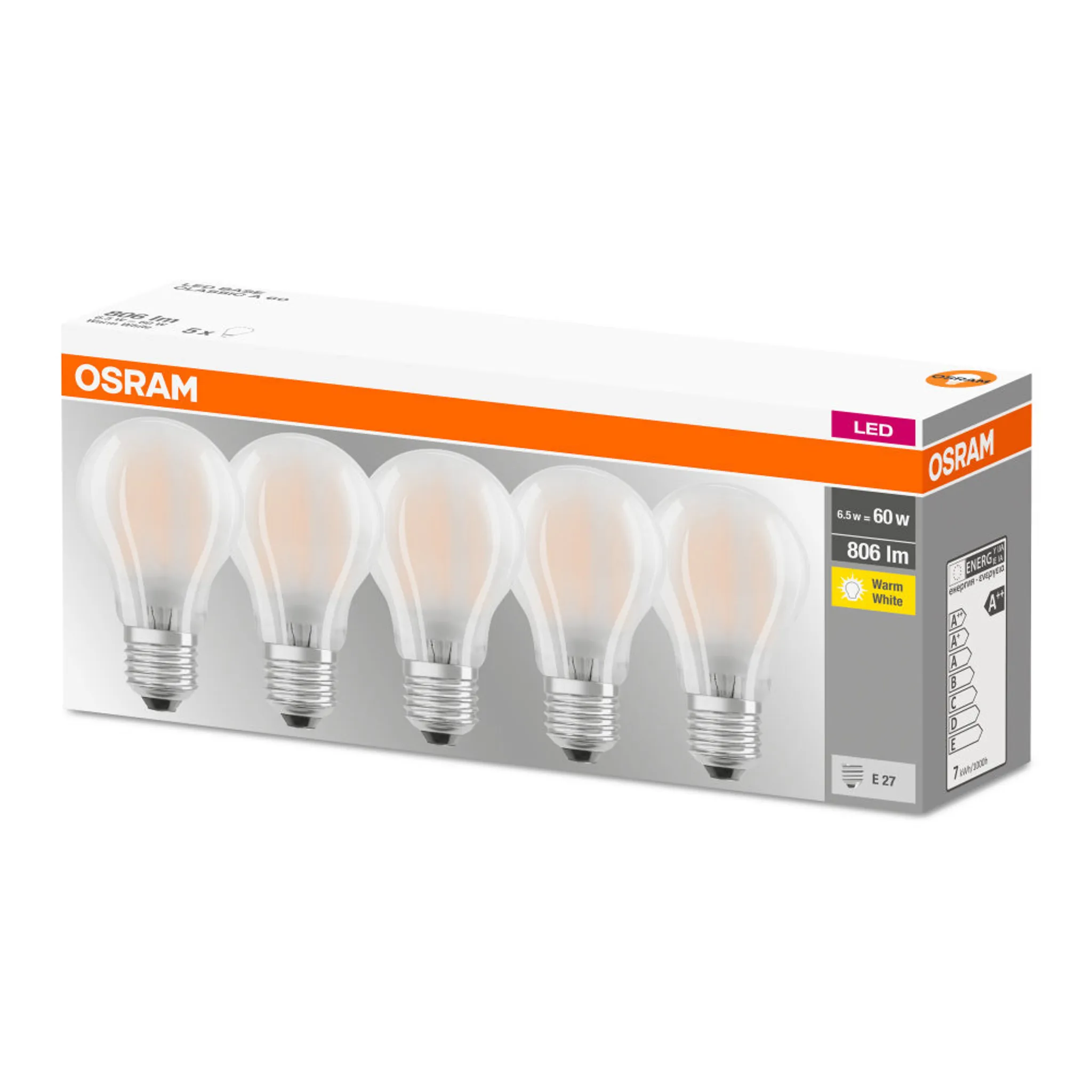 OSRAM LED-Lampe BASE CLAS A, E27, EEK: E, 7W