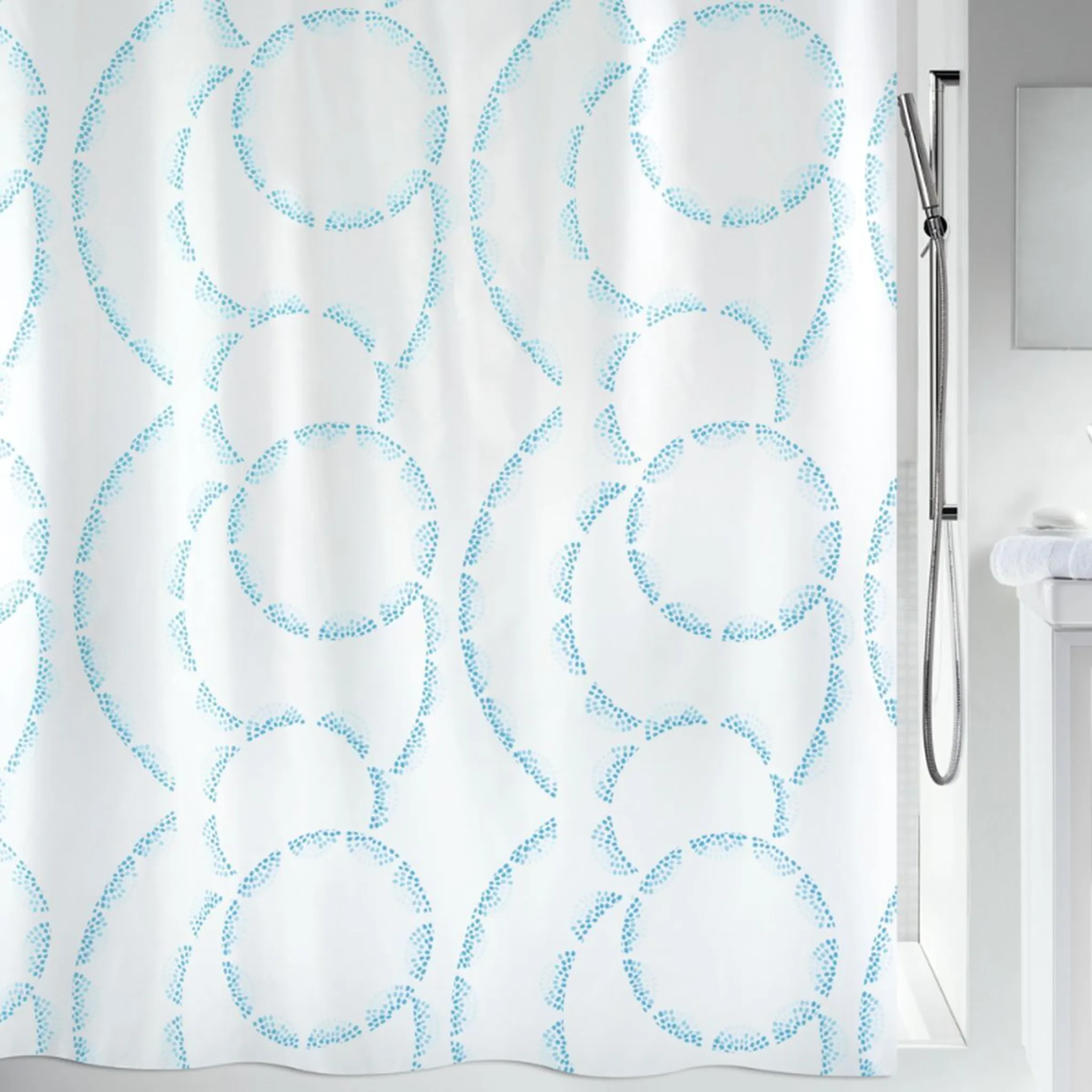 Spirella Anti-Schimmel Duschvorhang – 180x180 Cm, Polyester, Wasserdicht, Bambus-Design