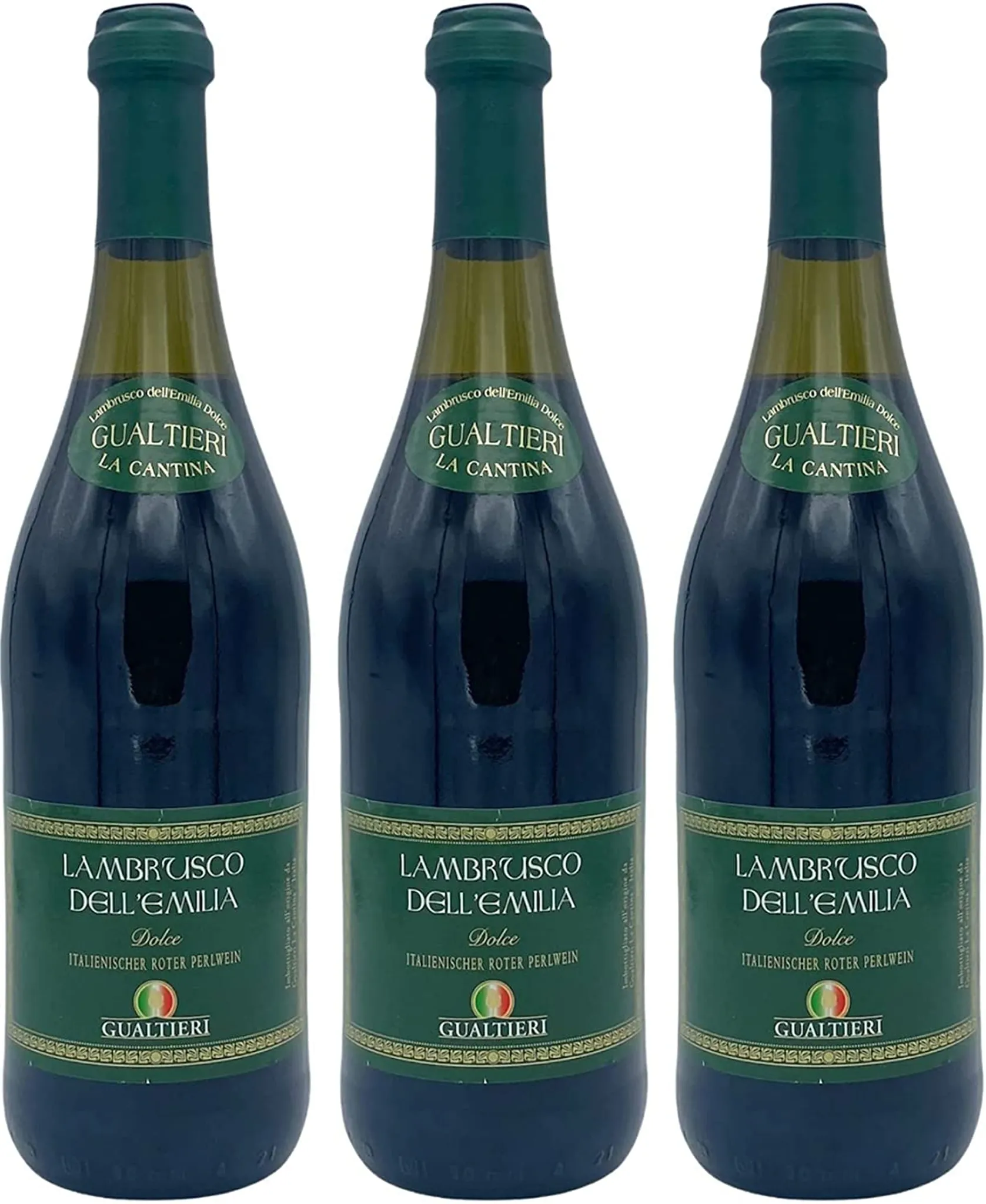 Perlwein aus 7,5% Dell 0,75l Lambrusco | Italien 3x süß | Emilia Gualtieri Rosso Roter