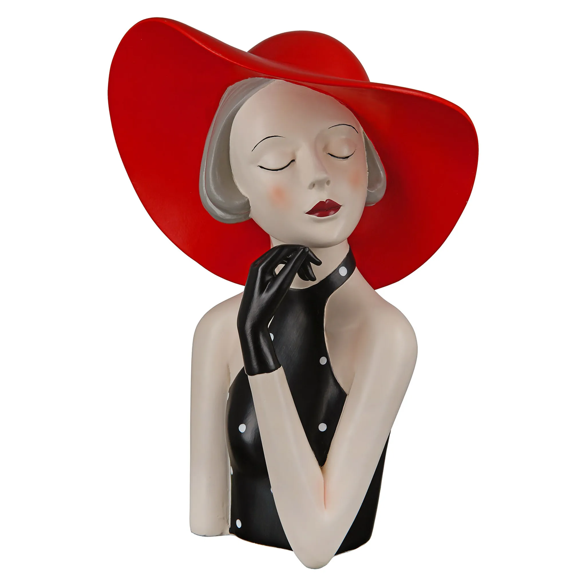 GILDE Dekofigur Figur Lady mit H. rotem Hut