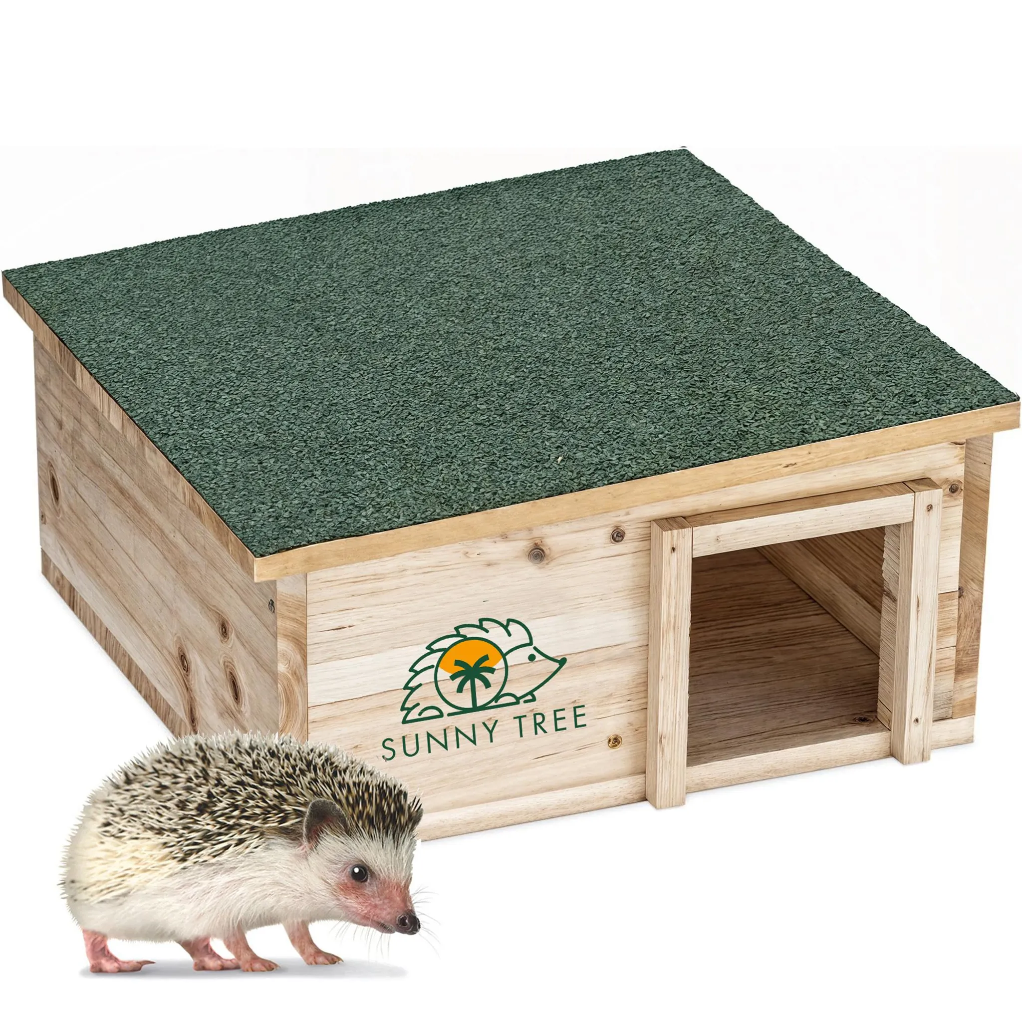 FeelGoodUK - Casa per ricci e rifugio per ibernazione, grande habitat all'aperto a prova di predatori, copertura in feltro e pavimento in legno, per ricci da giardino per animali domestici (grigio