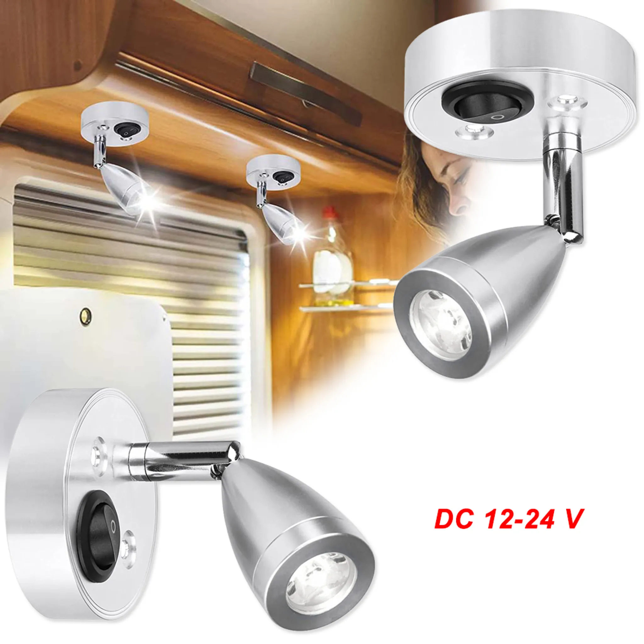 Wohnwagen Wohnmobil Leuchte 12v LED Deckenlampe Dimmbar Schalter