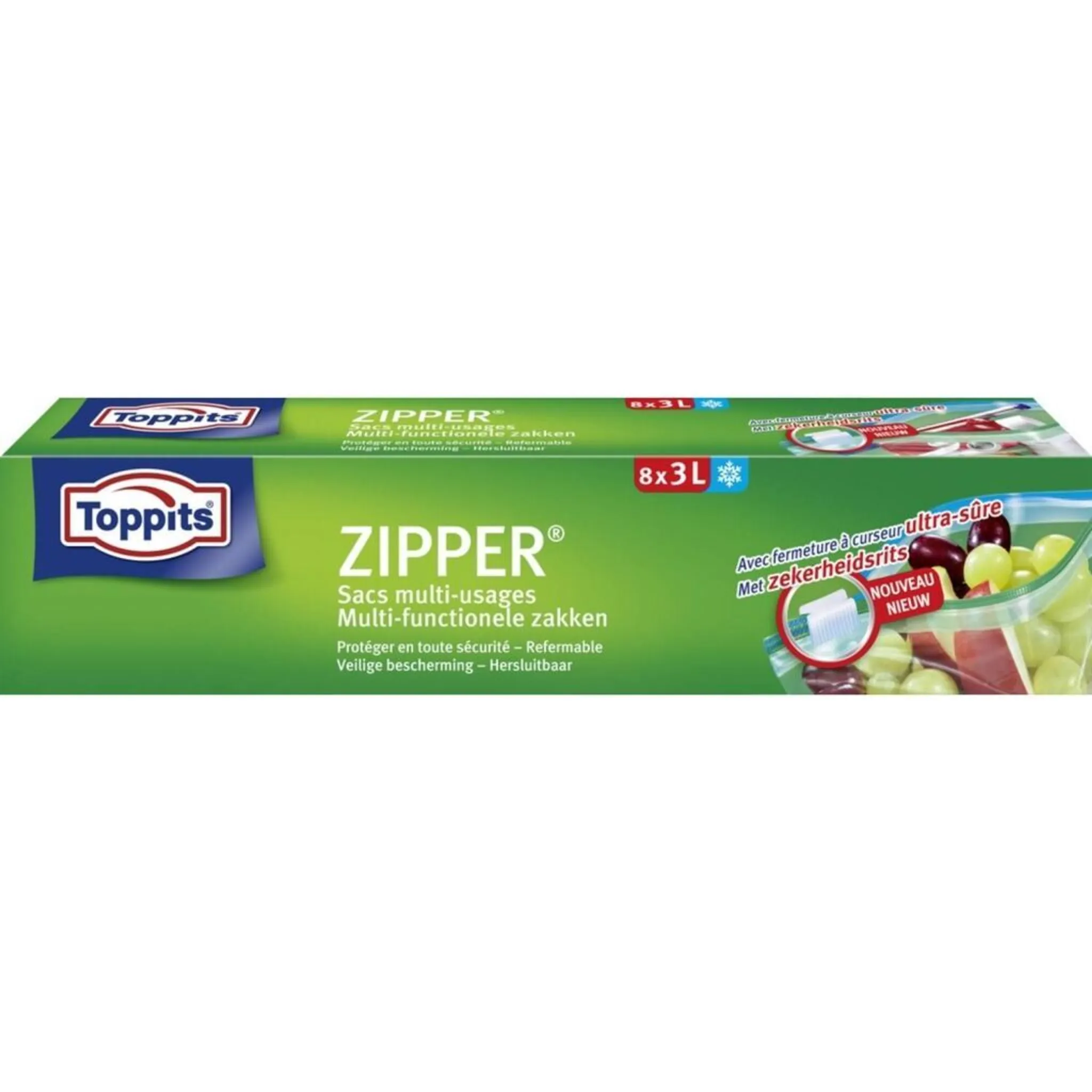 TOPPITS Zipper Allzweck-Beutel 8 x 3L (27 x 24cm)