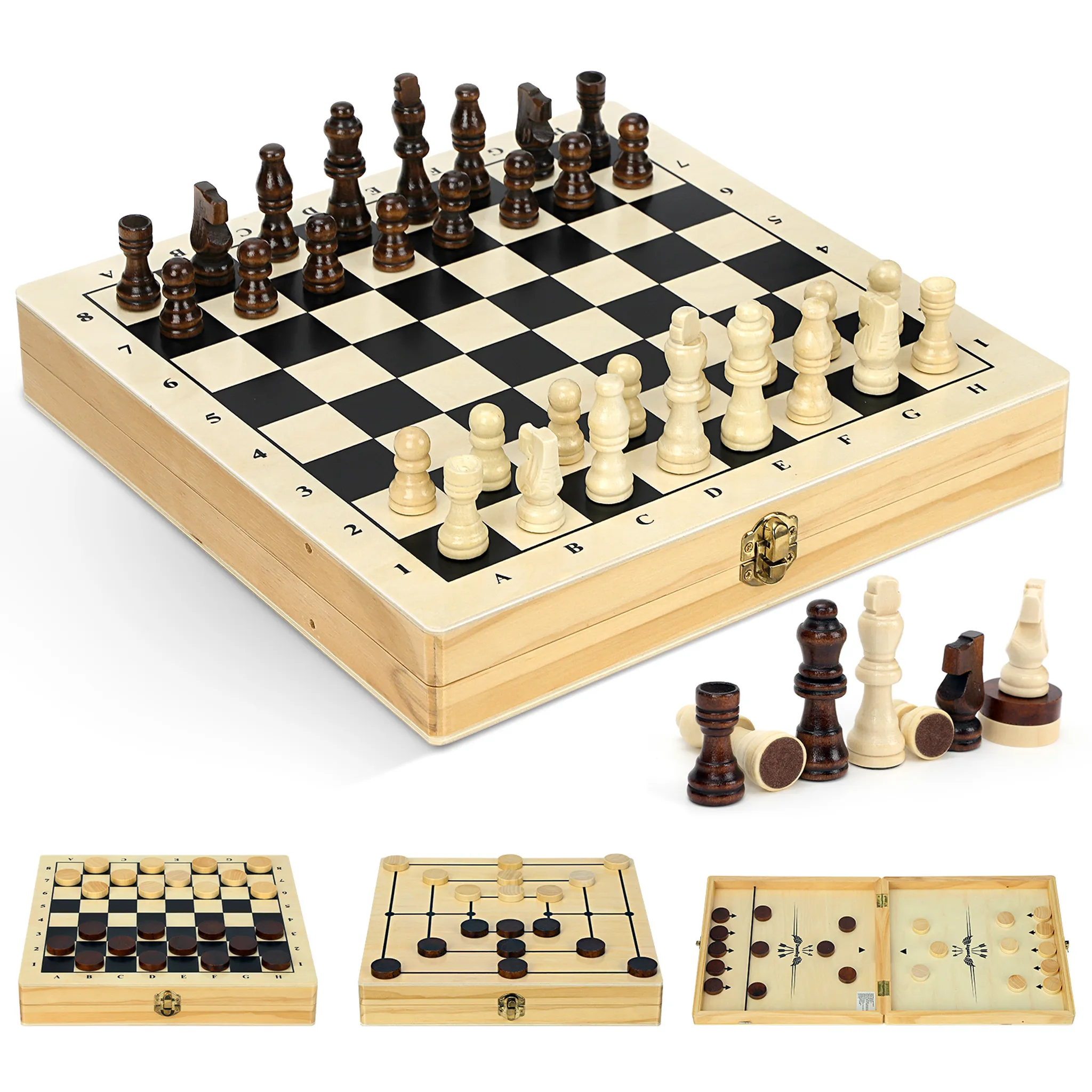 BremToy 4 in 1 Schachspiel und Dame Spiel