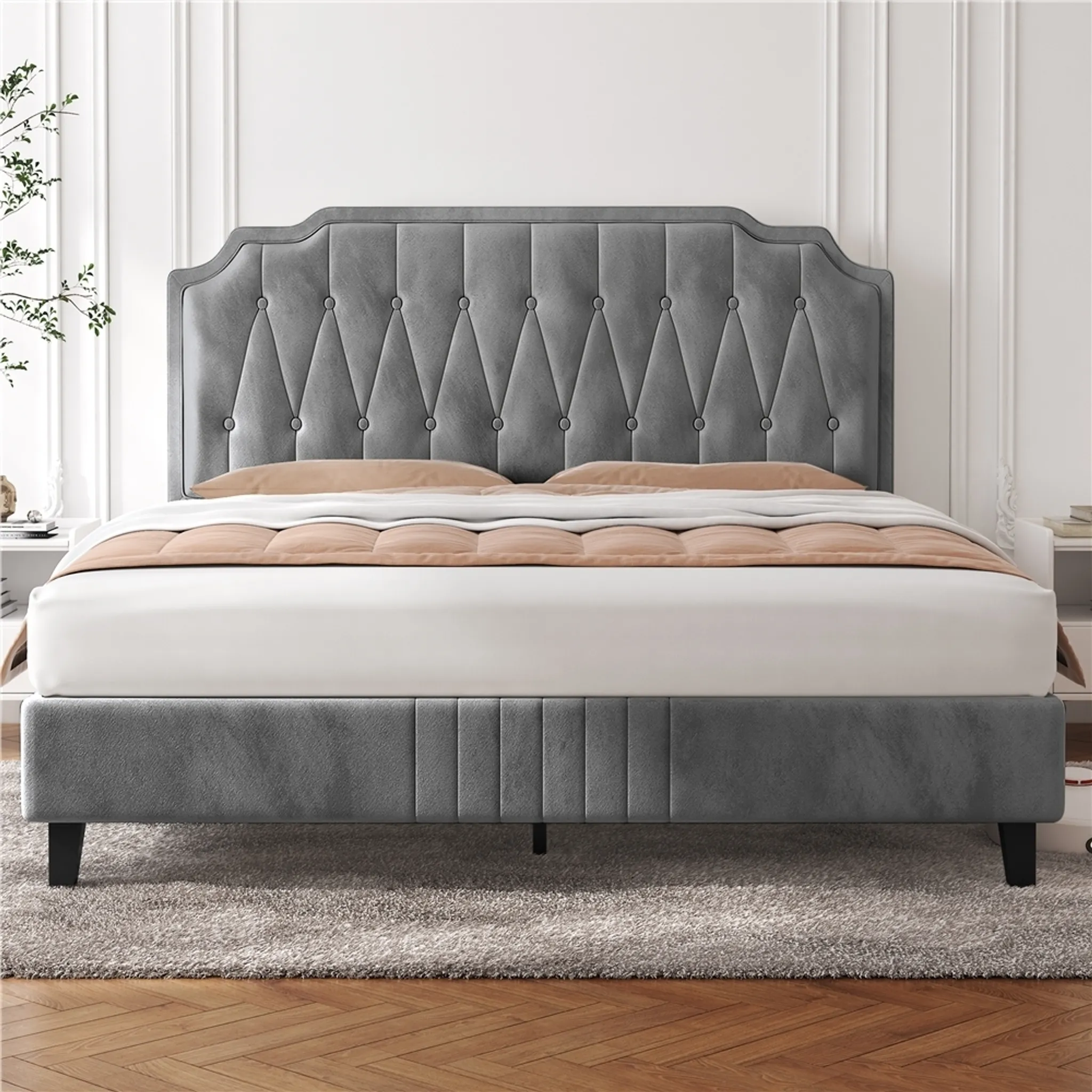 Elof velvet upholstered panel headboard discount