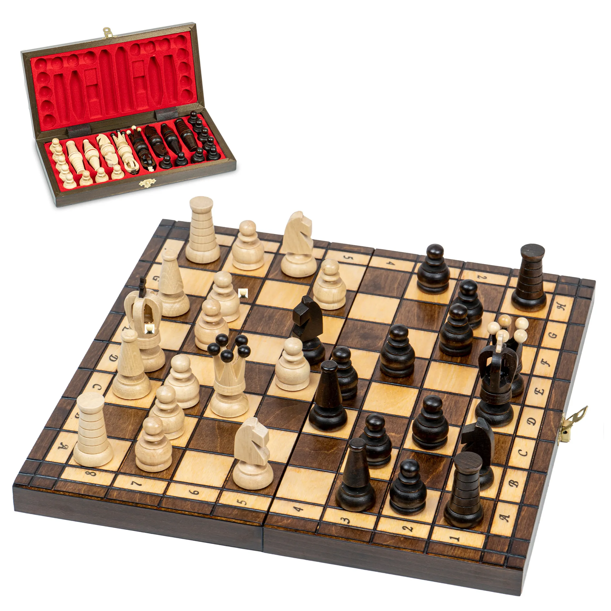 Holz Schach Set Faltbare Magnetischen Große Board Mit 32 Schach