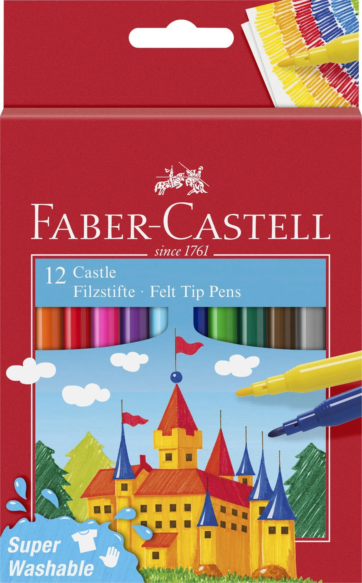 Faber-Castell Fasermaler Set – 12 Stifte, Bunte Farben, Ideal Zum Malen & Schreiben