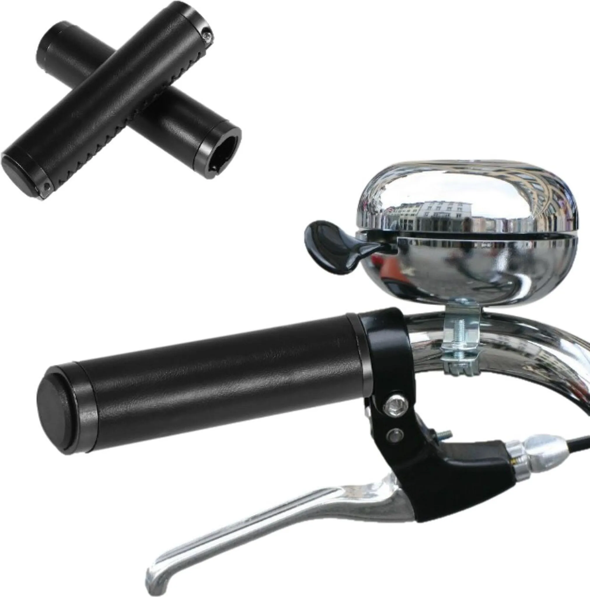 Bayli Fahrrad Lenkergriffe Aus Kunstleder – Retro Look, Ergonomisch, 137 Mm Länge, Schwarz