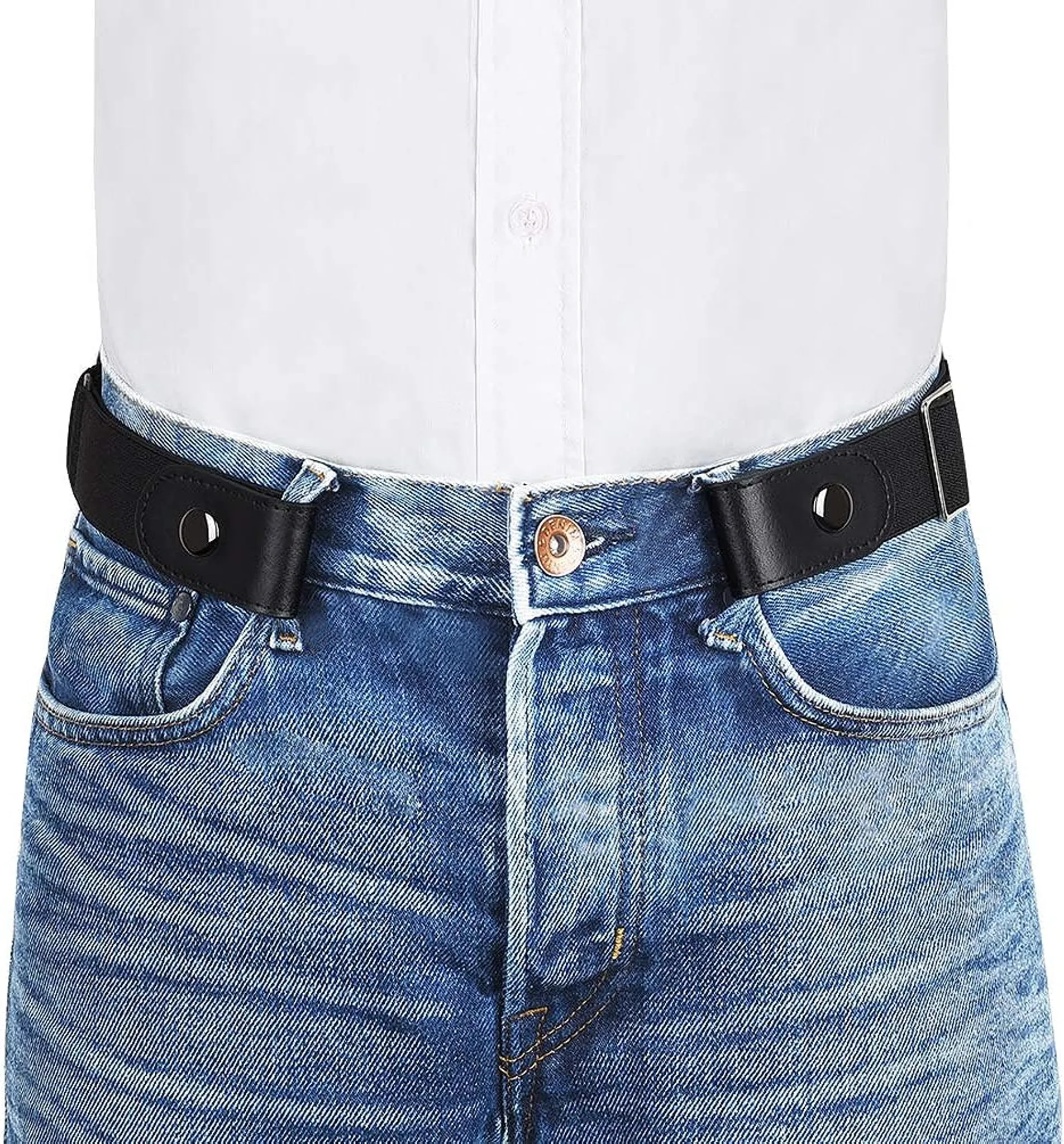 2er Set Stretchgürtel Damen Ohne Schnalle – Verstellbarer Elastischer Taillengürtel Schwarz & Weiß