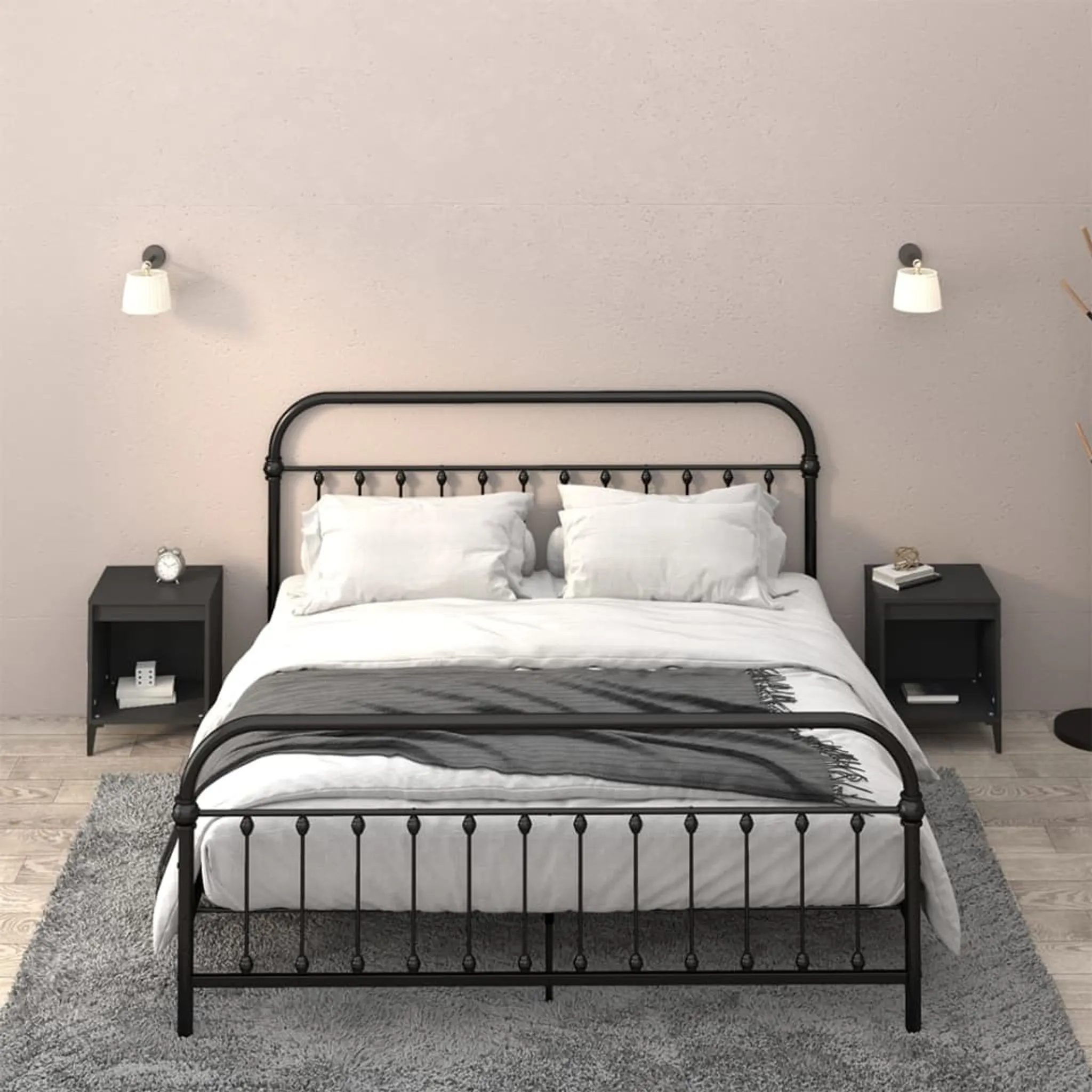 VidaXL Armoires De Chevet Avec Lumières LED 2 Pièces Blanc