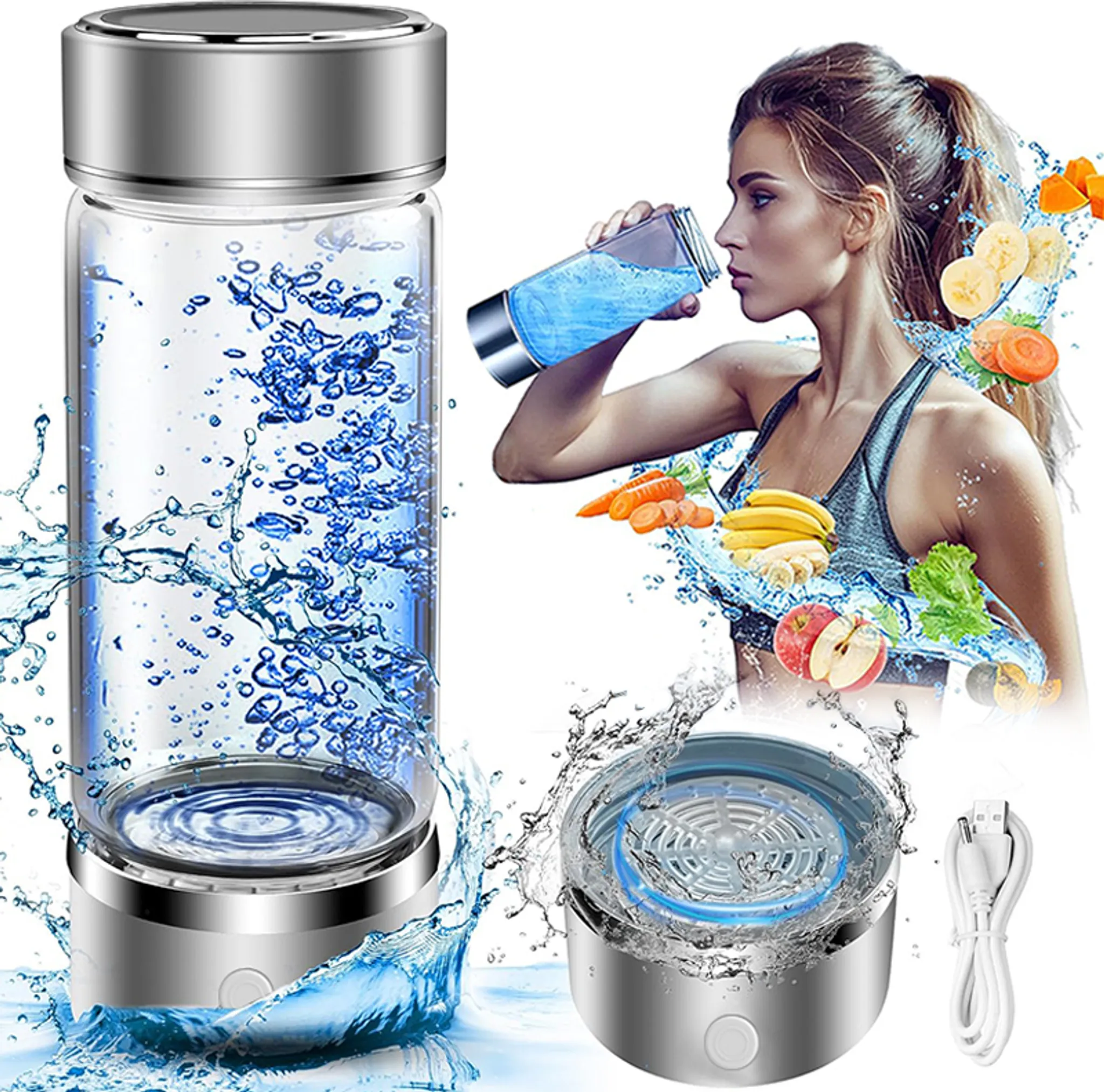 IUHFSIFS Wasserstoff-Wasserflasche 500ml - Tragbarer Ionisierer Mit SPE/PEM Technologie