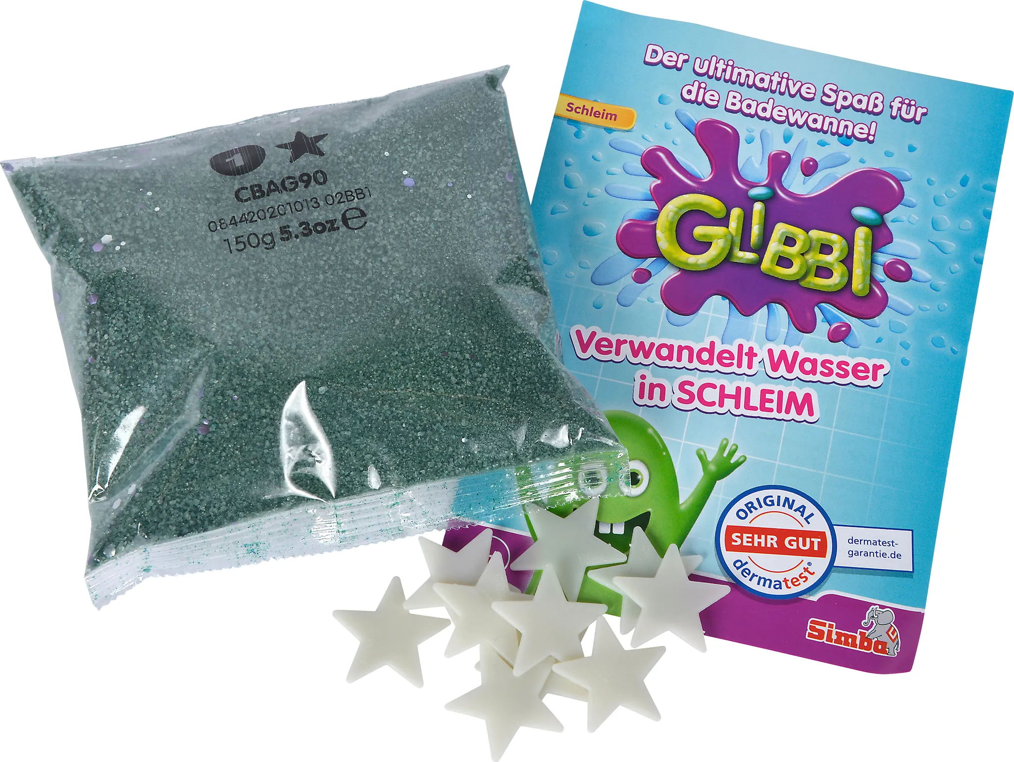 Simba Glibbi Color Change Slime - Pulver Verwandelt Badewasser In Blauen/violetten Schleim, 150 G