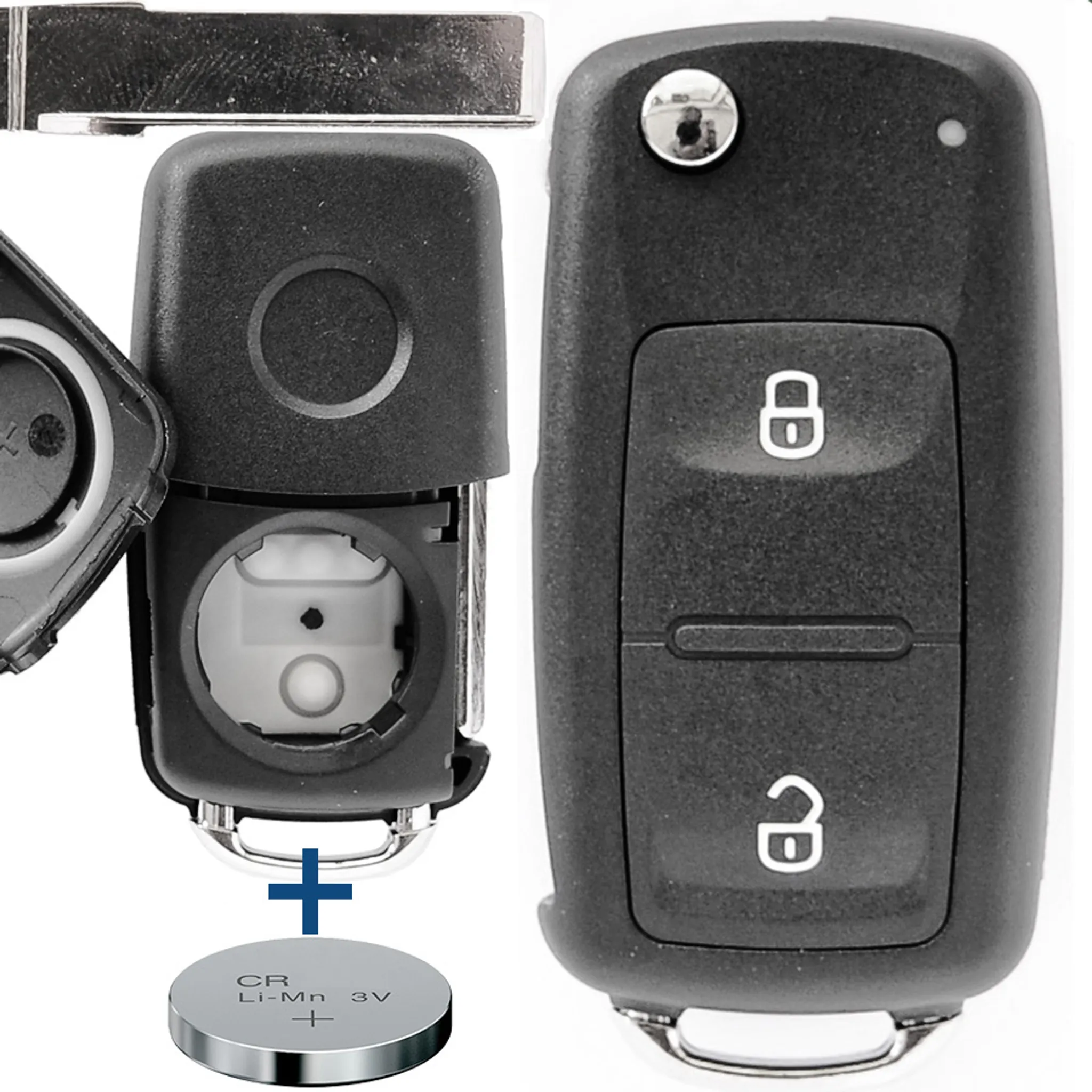 Ersatz Schlüsselgehäuse 3 Tasten Klappschlüssel Autoschlüssel Schlüssel mit  Rohlingtyp: HU66 / HAA Fernbedienung Funkschlüssel Gehäuse ohne Elektronik