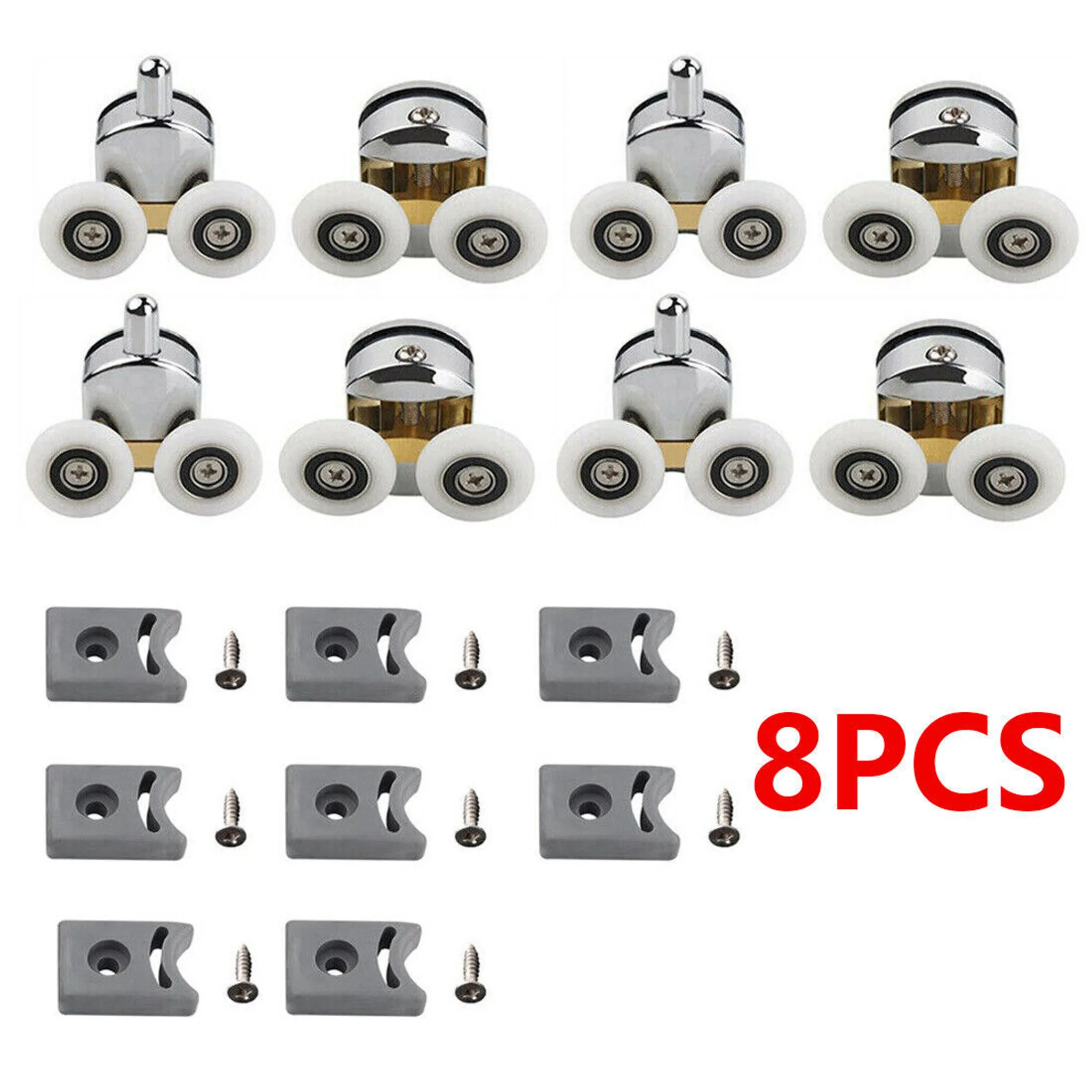 QUARKZMAN Duschtür Rollen – 2 Stück, 20mm Durchmesser, Für Glasdicken 4-6mm, Aus Zinklegierung, Weiß/silber