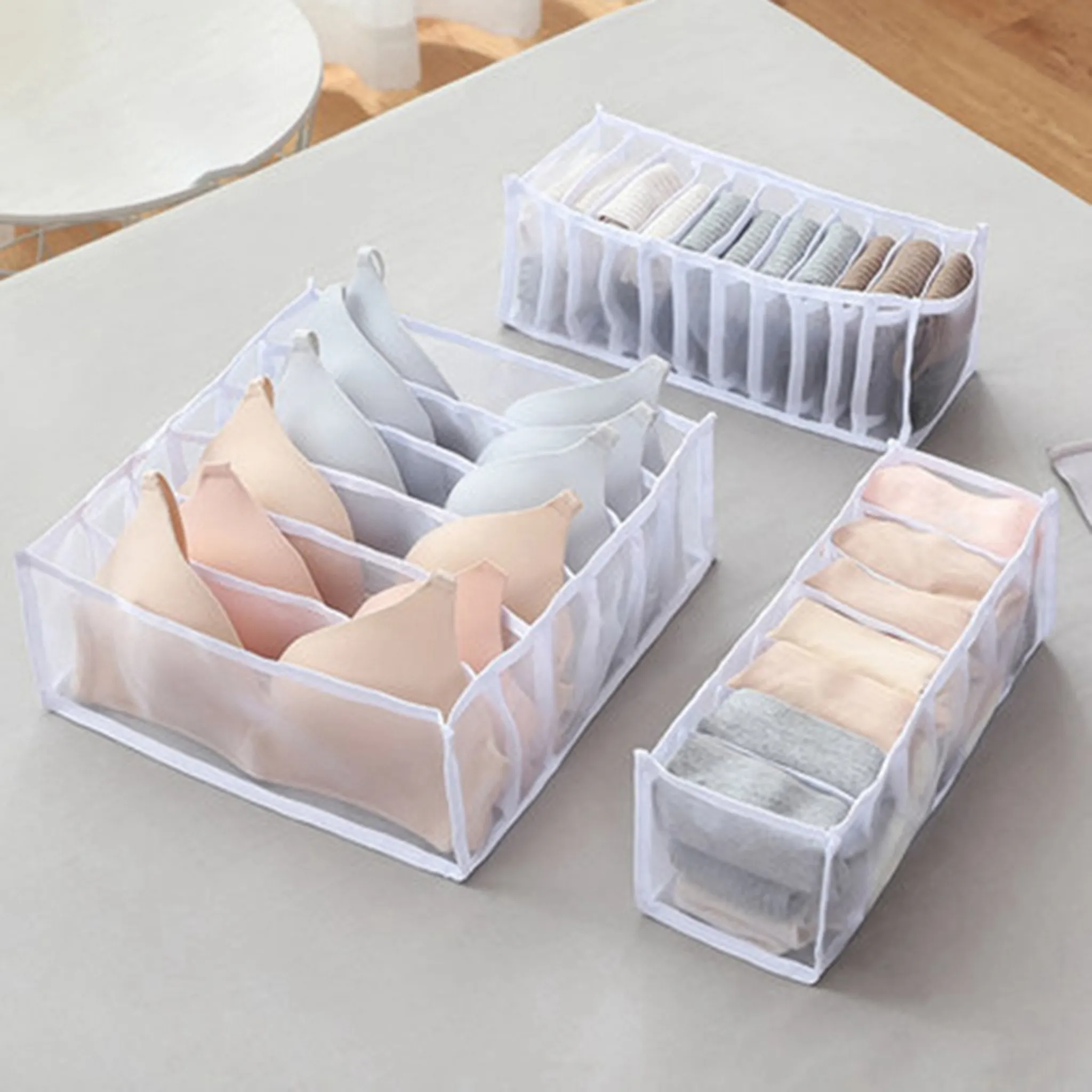 Navaris Aufbewahrungsbox Organizer für Wäsche - 4 Boxen in verschiedenen  Größen (4 St)