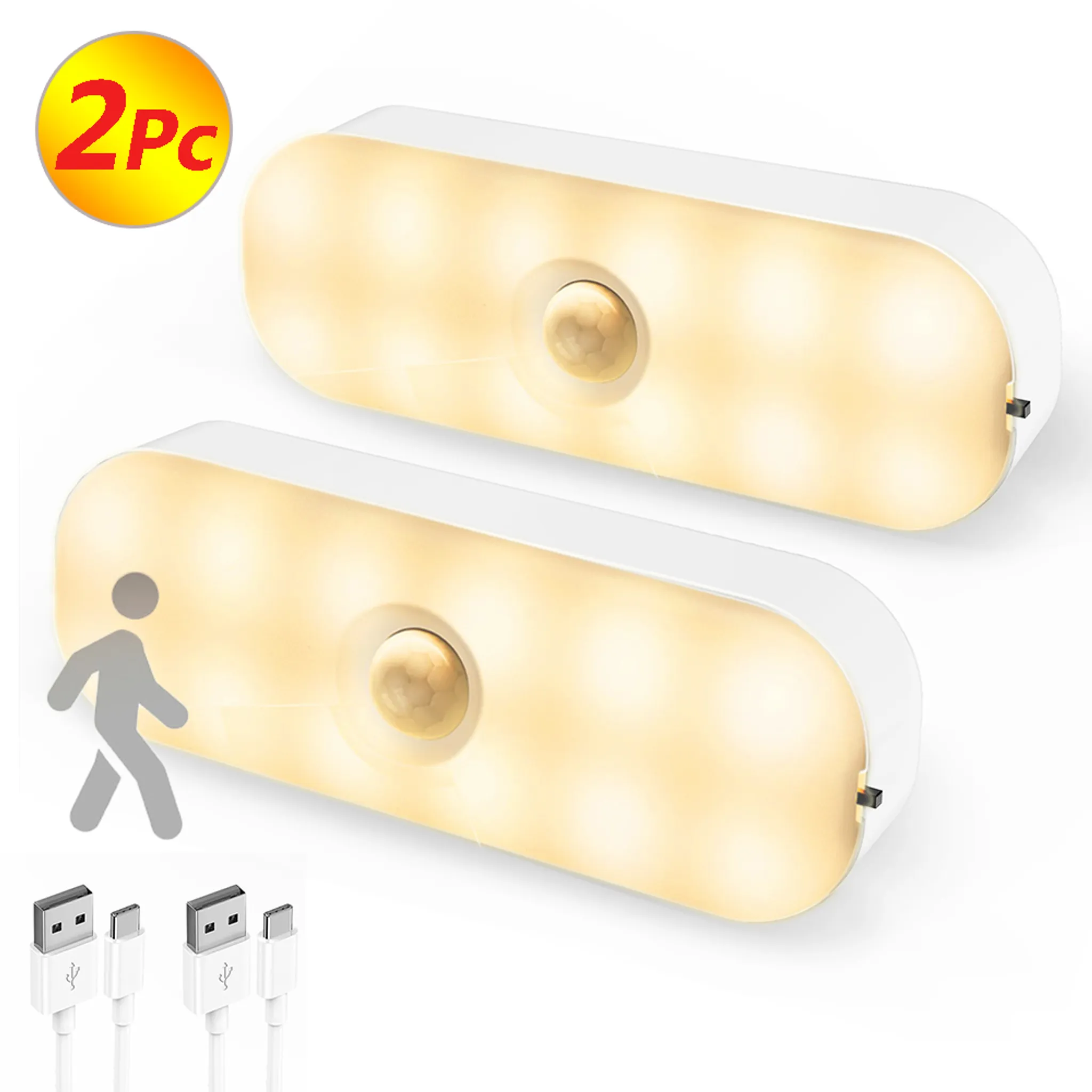 Unterbauleuchten Kabellos 3 Stück | LED Mit Bewegungsmelder | USB Aufladbar | Magnetisch | 3 Farbtemperaturen