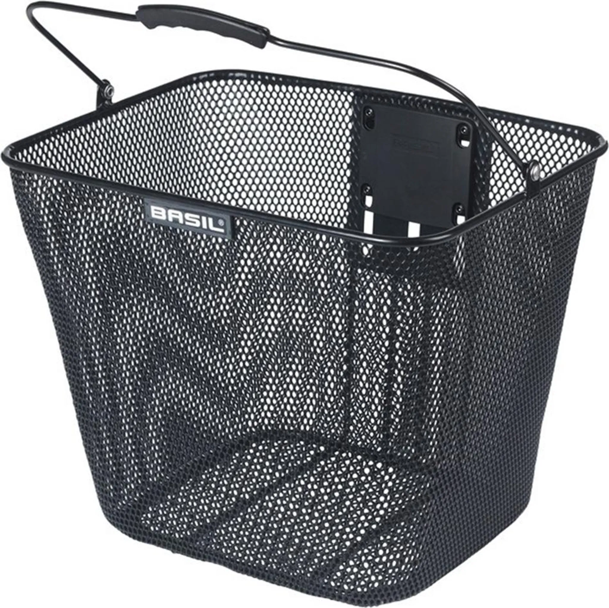 Wiltec Panier Vélo Amovible 32,5 X 24 X 26,5 Cm – Acier Noir, Fixation Guidon 22–26,8 Mm, Poignée Transport, Idéal Pour Courses Et Pique-Nique