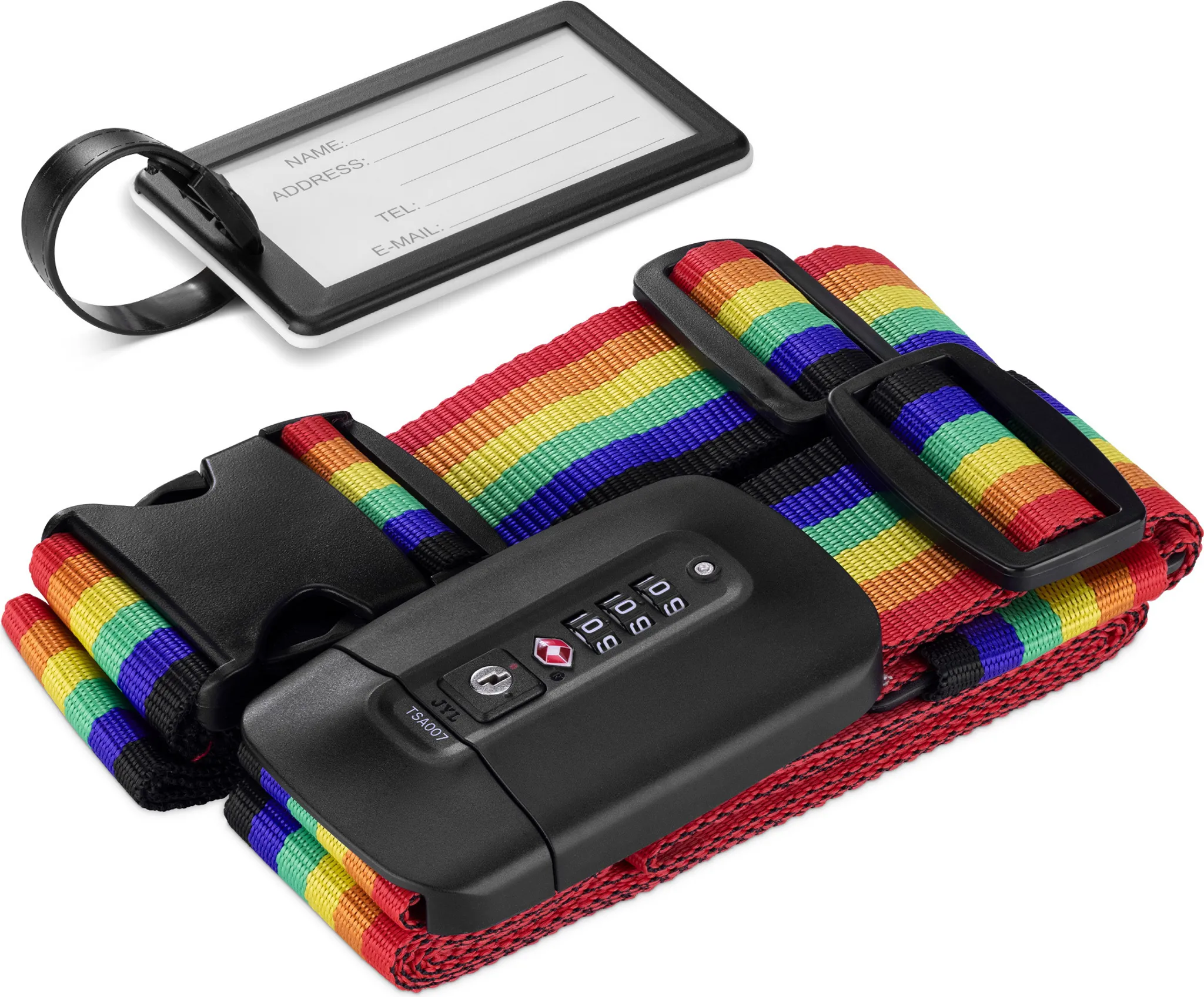 Koffer Gurt Mit Zahlenschloss - Kreuz Design Für Reisegepäck - Verstellbar & Mit Namensschild - Rot Für Gute Sichtbarkeit