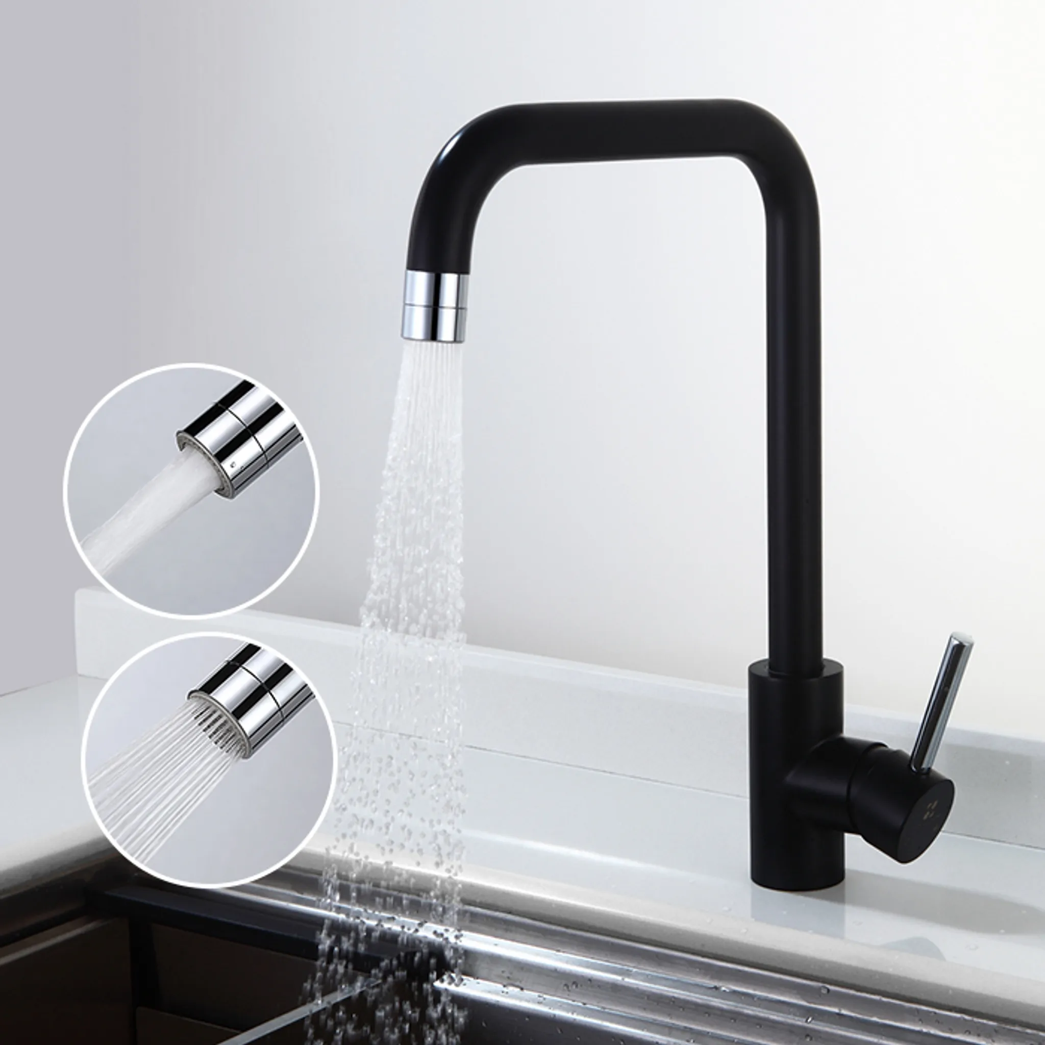 Wasserhahn Küche Schwarz Küchenarmatur mit Flexibler Auslauf, Hochdruck  Armatur