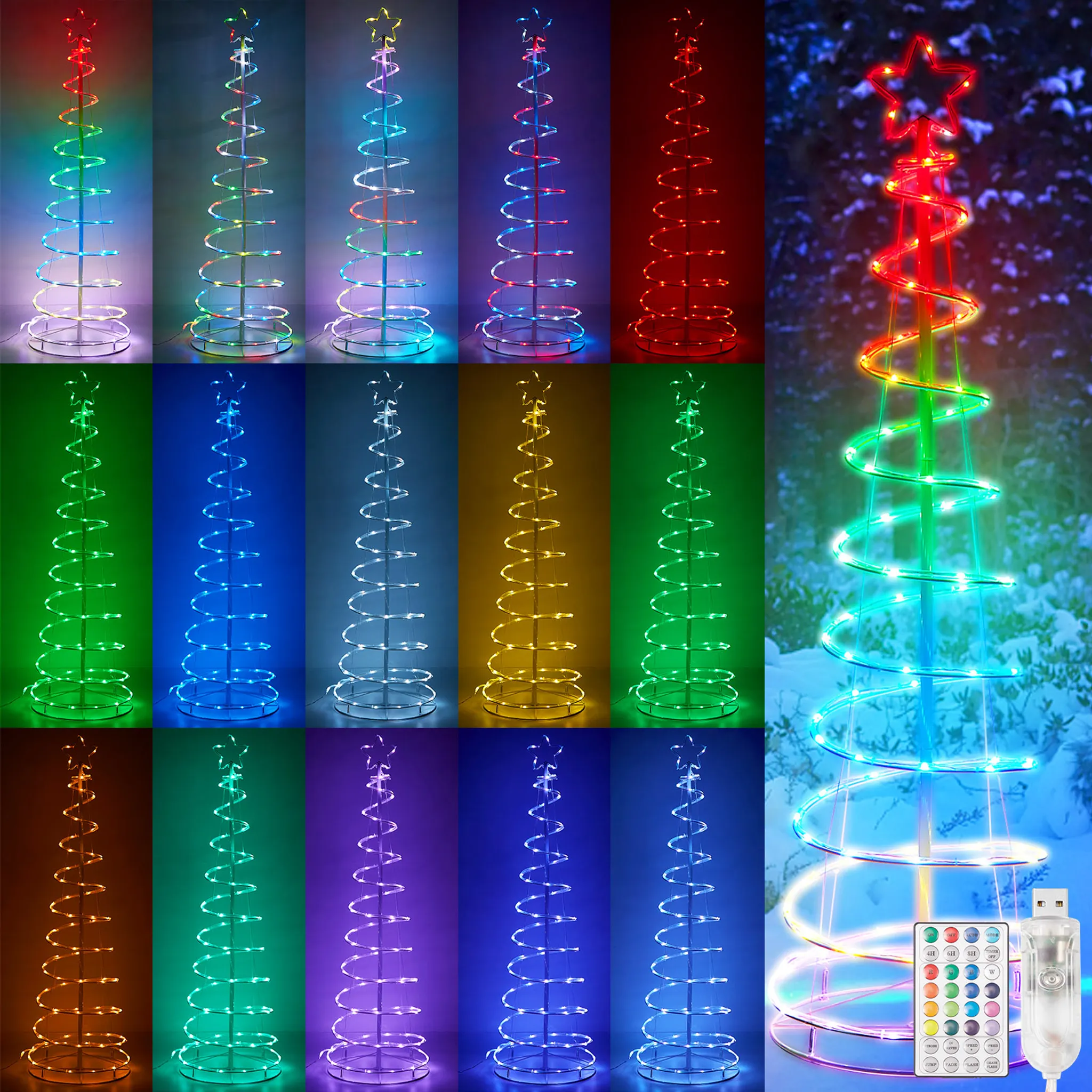 Weihnachtsleuchten Spiralbaum Twinkel LED warmweiß 1,8 Meter