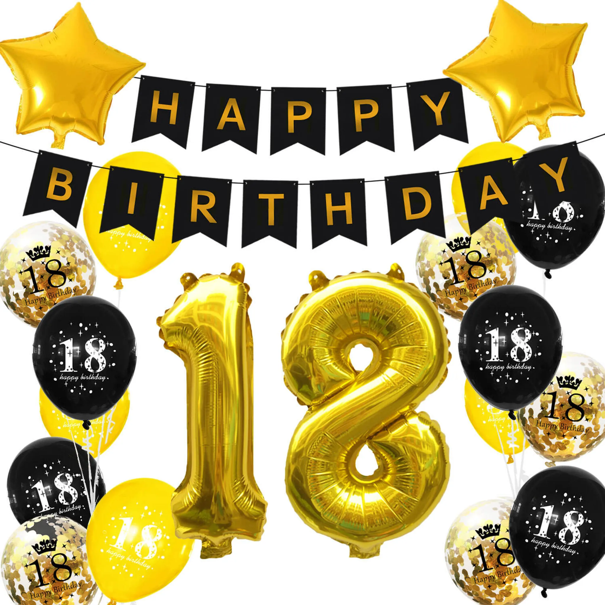 Geburtstagsdekoration Zum 13. Geburtstag – Set Mit Folienballons, Banner, Sternen & Konfetti (40,6 Cm Zahlen)
