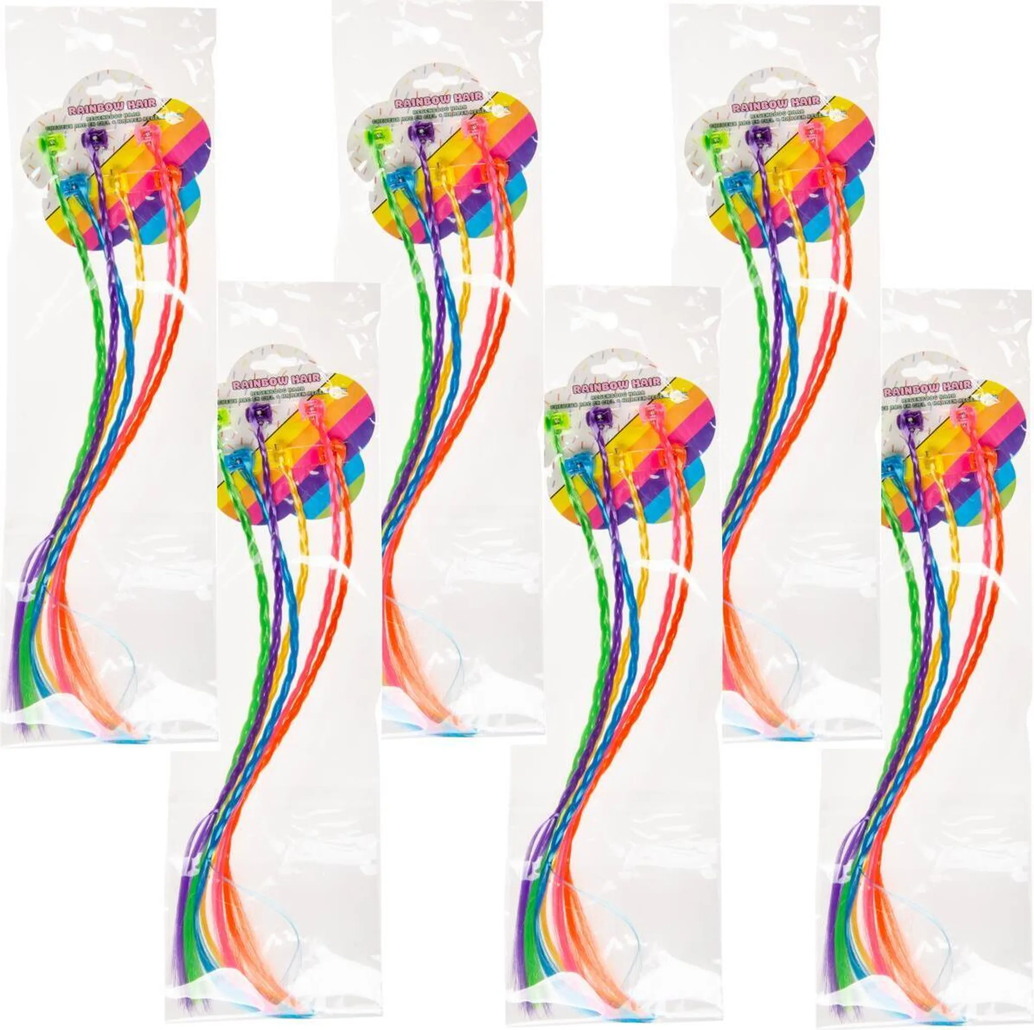 36 Bunte Haarsträhnen Mit Clips Für Kinder – 33 Cm Lang, Polyester, 6 Farben, Für Party & Alltag