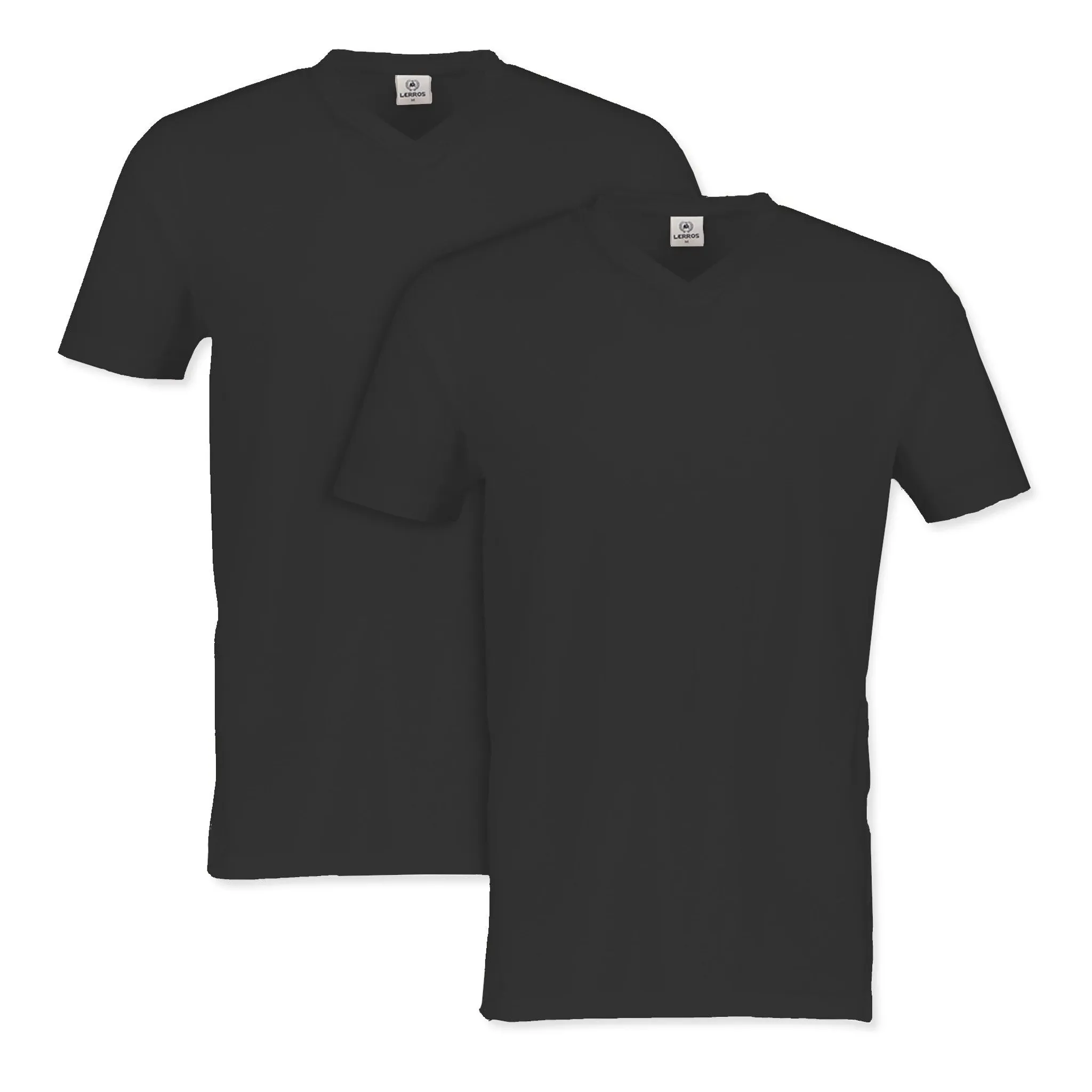 Lerros - Herren V-Ausschnitt Doppelpack T-Shirt, Regular Fit, (2003115),  Größe:XXL, Farbe:Black (290)