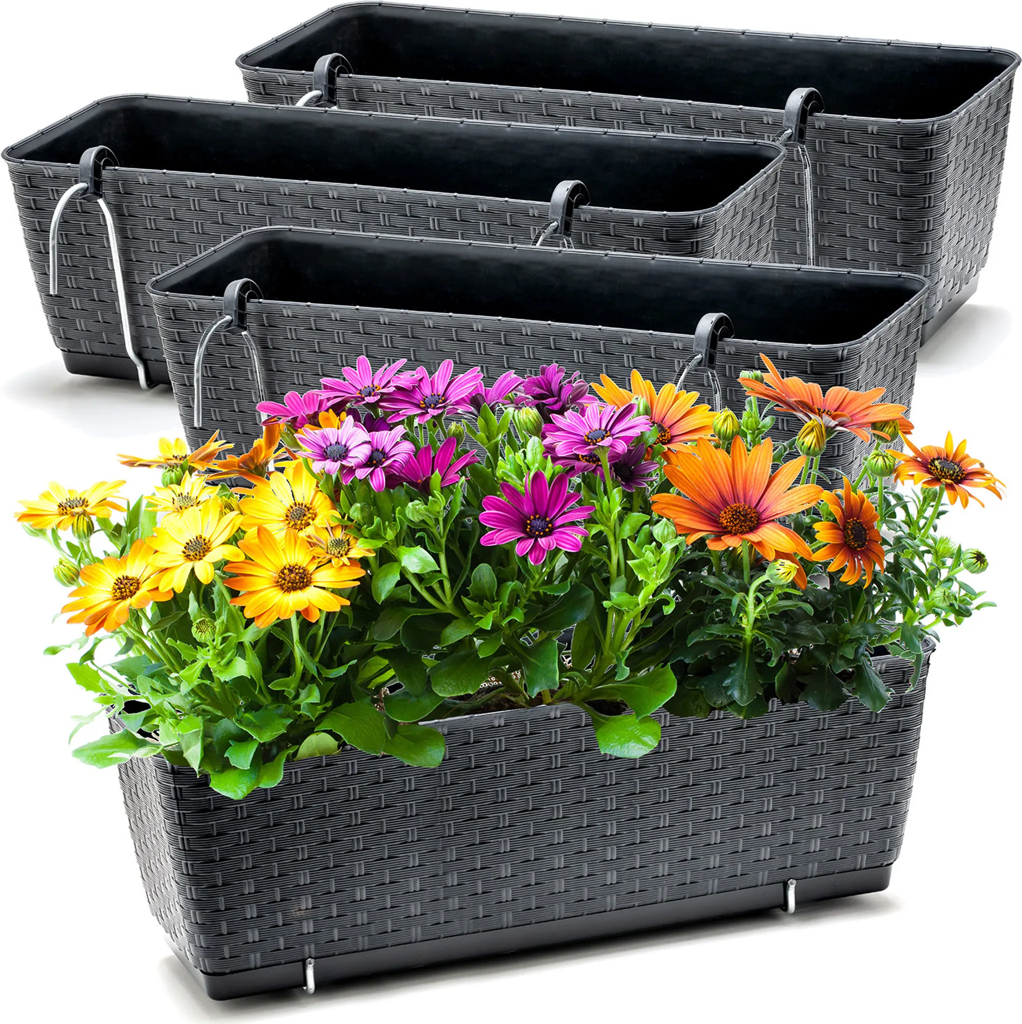 Happy Nature Blumenkübel-Set – Mit Langzeitsubstrat, Kulturtopf & Wasserstandsanzeiger