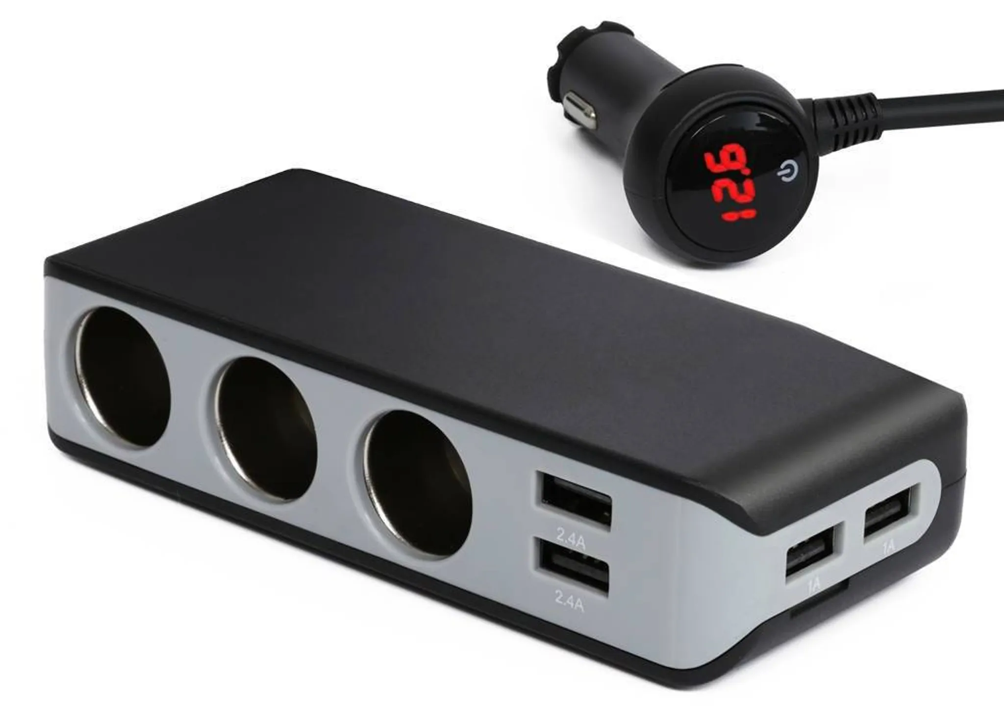 CA-003, 3.1A Zigarettenanzünder USB Auto Ladegerät mit LED Voltmeter, KFZ  Schnellladegerät 2-Port Ladung Auto Adapter QC 3.0