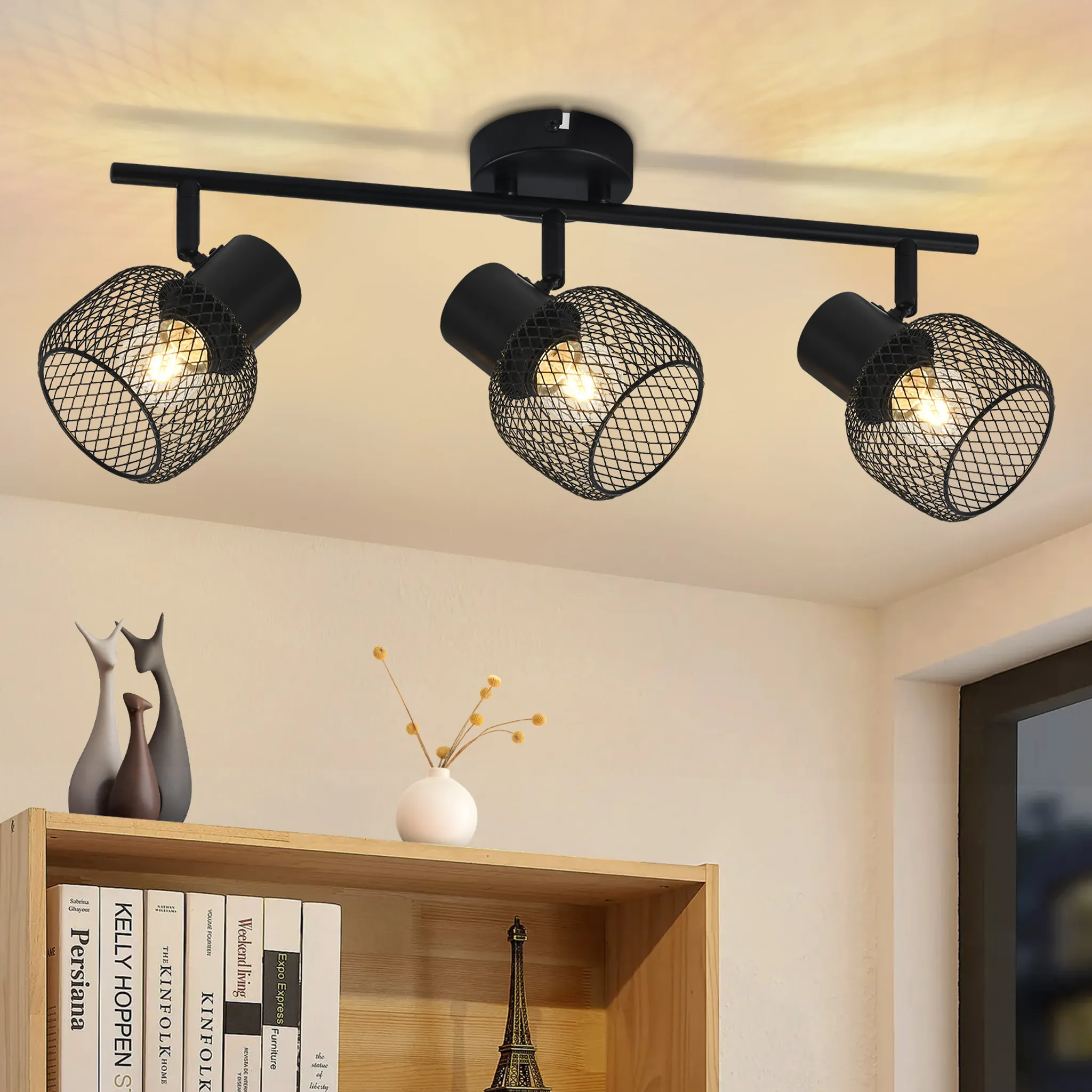 LED Holzoptik Wohn Schlaf Ess Zimmer Flur Beleuchtung Schwarz/braun Decken Lampe