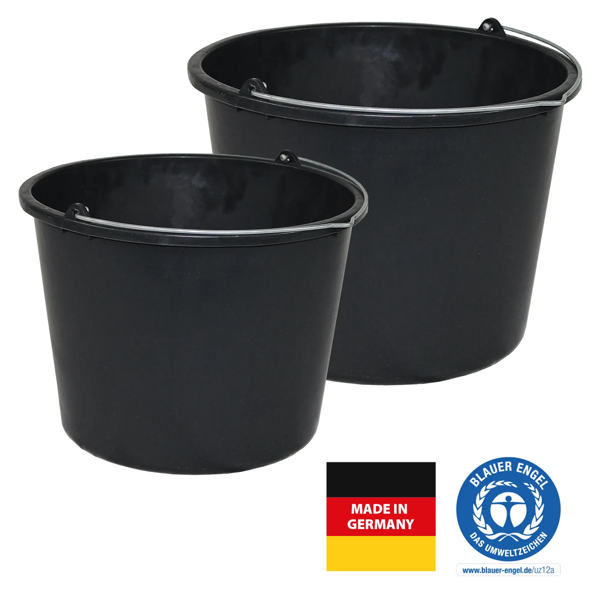 Produktbild von 42L Eimer Mit Seilgriff – Schwarz, Schwerlast Kunststoff, Mistwanne, Wasserspeicher, Vielseitig Einsetzbar