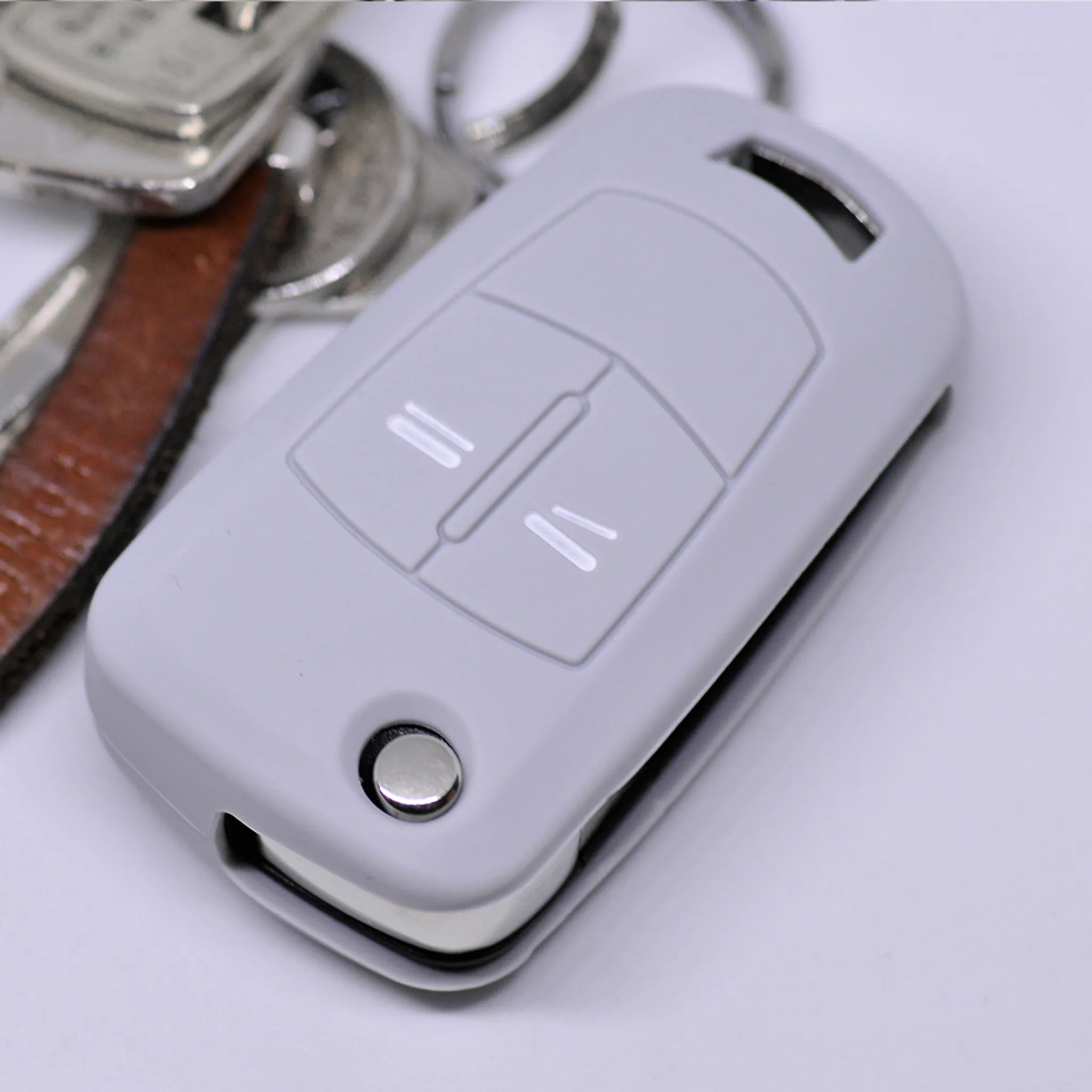 Soft Case Schutz Hülle Auto Schlüssel für Dacia DOKKER SANDERO Duster LODGY  Logan Renault CLIO TWINGO 3 Tasten/Farbe Weiß