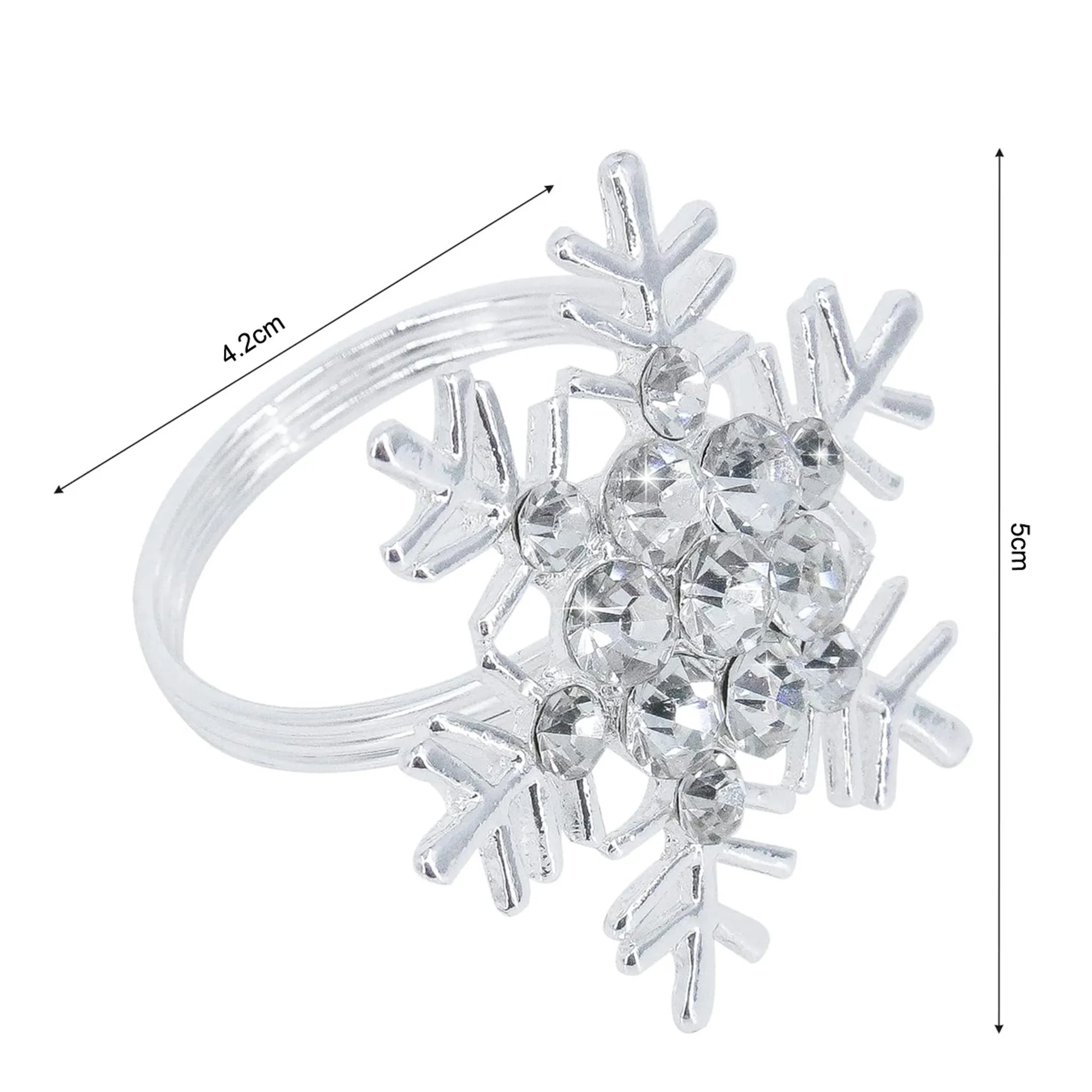 Weihnachts Serviettenringe Mit Schneeflocken – 6 Stück Metall-Strass-Halter Für Tischdekoration, Hochzeit & Festtage