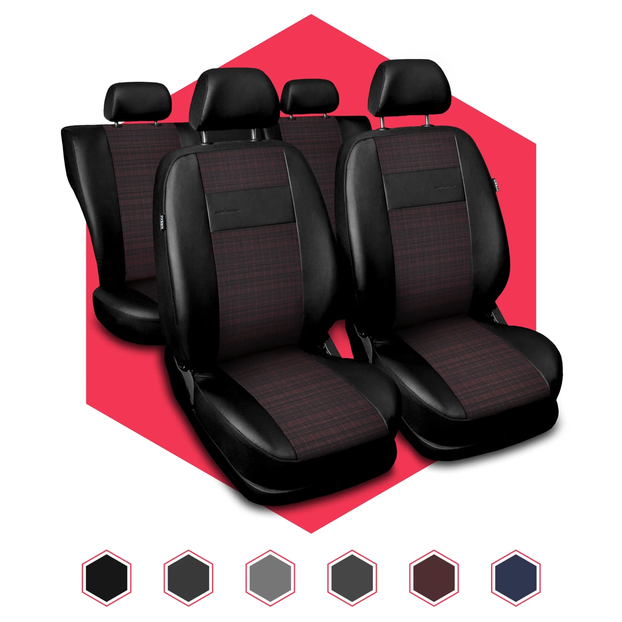 Kunstleder Autositzbezug-Set 5 Sitzbezüge Universal Auto Sitzbezug