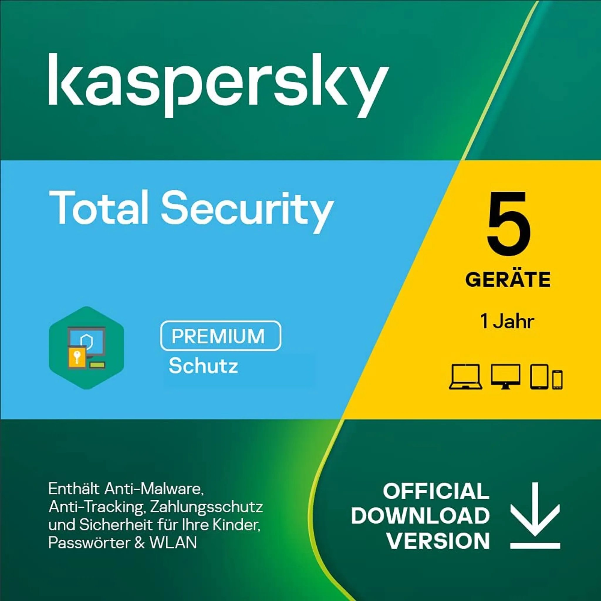 Kaspersky Total Security 2023, 5 Geräte, 1