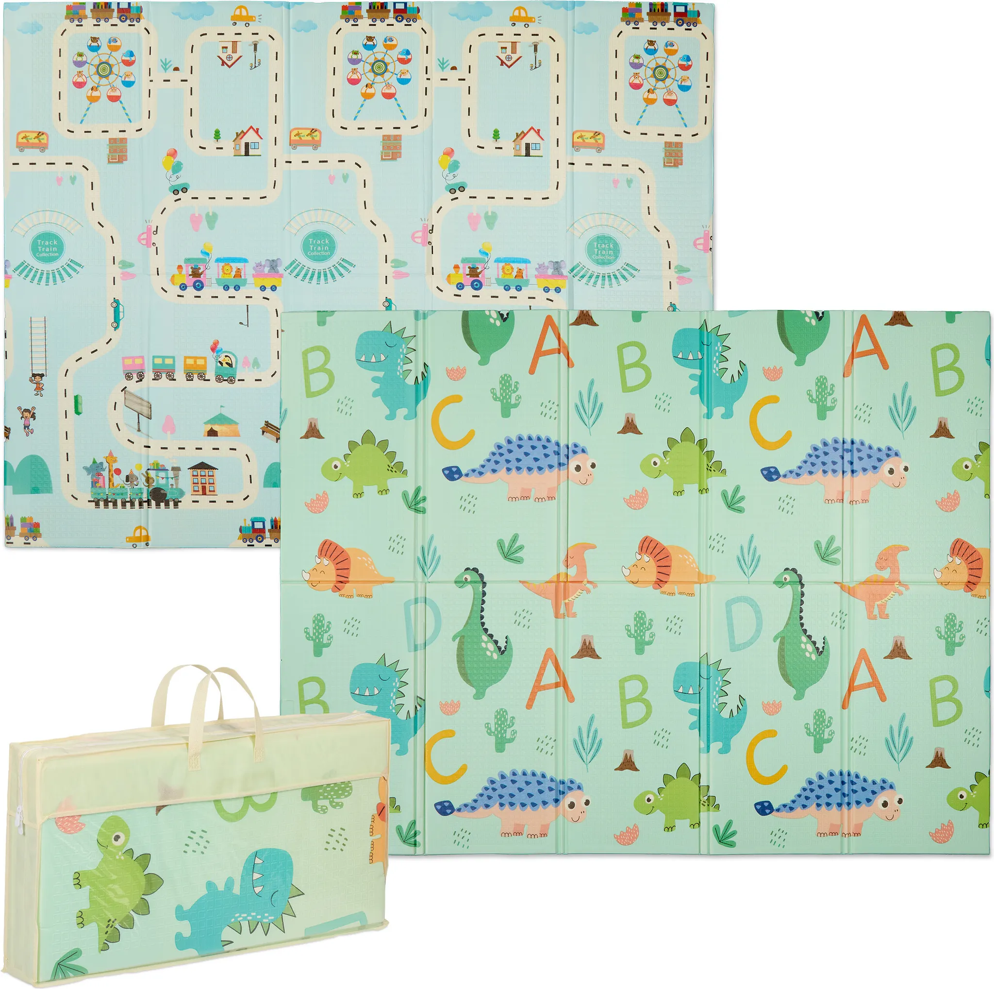 Relaxdays Spielmatte Für Babys – Faltbar, 200x150 Cm, Mit Wolken & Sternen, XPE-Schaumstoff