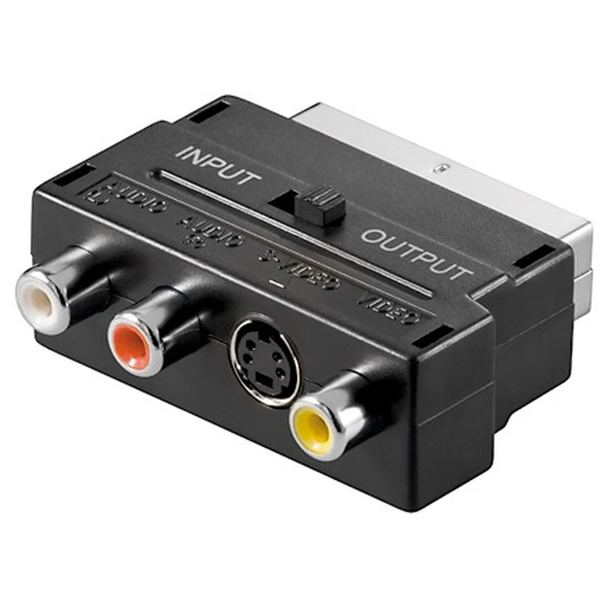 Video-Adapter Scart-Stecker auf 6-pol.-DIN-Kupplung Stereo mit Umschalter 