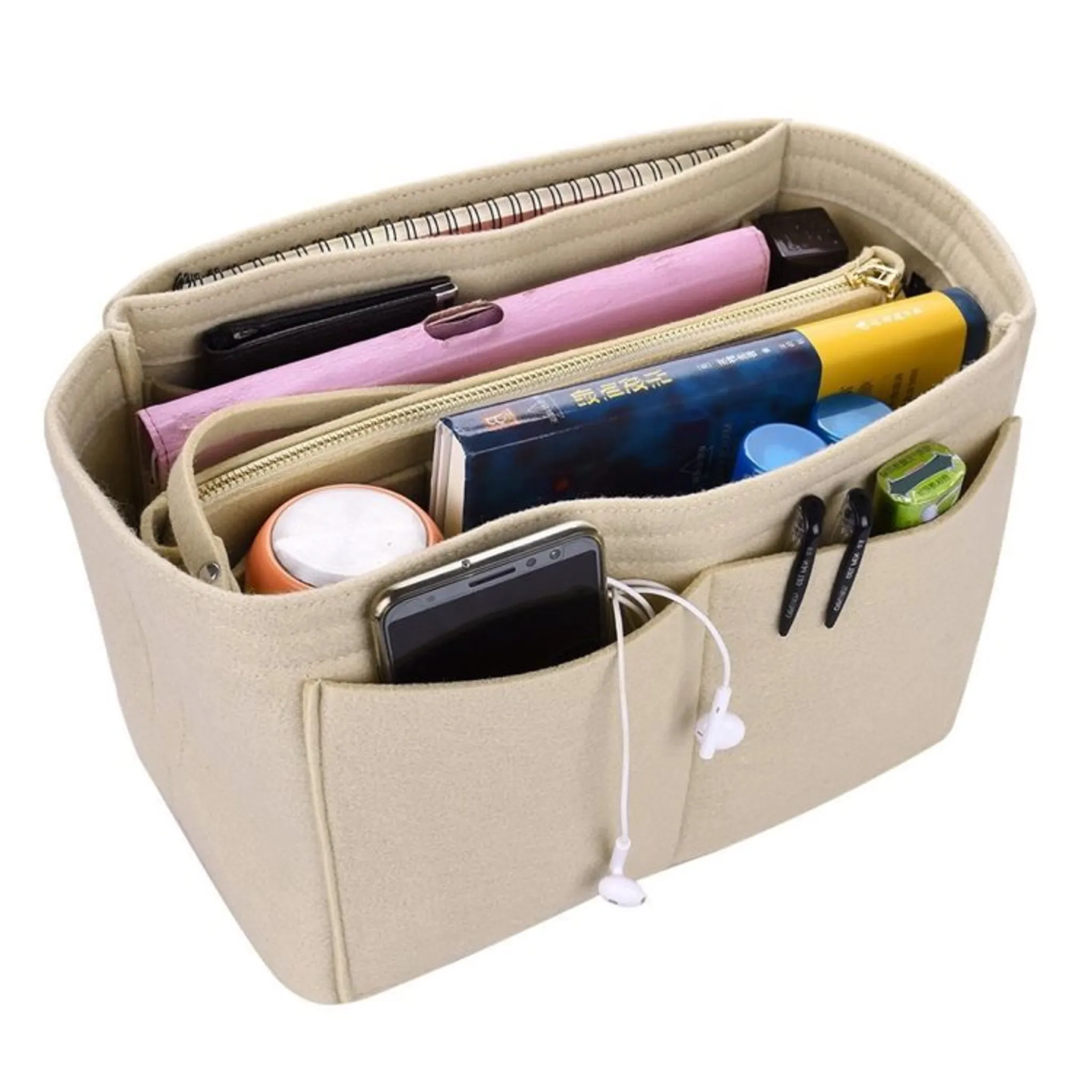 Cradonn - Handtaschen Organizer (anpassbar) klein mit Reißverschluss Lila -  Taschenorganizer für Handtasche & Shopper - Kosmetiktasche Organisator als  Geschenk für Frauen - Bag als Innentasche : : Fashion