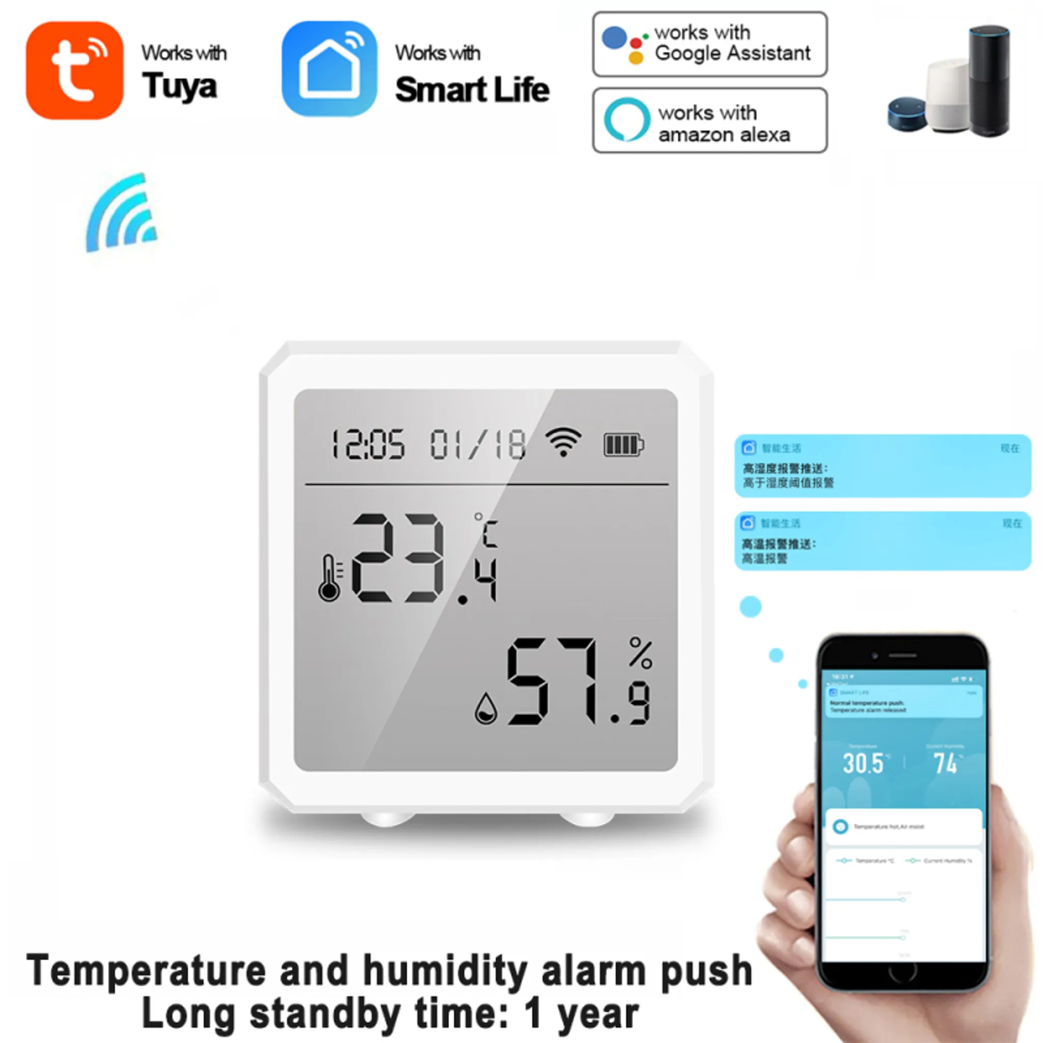 MOES ZigBee Smart Thermometer LCD Hygrometer Temperatur Feuchtigkeitssensor  APP