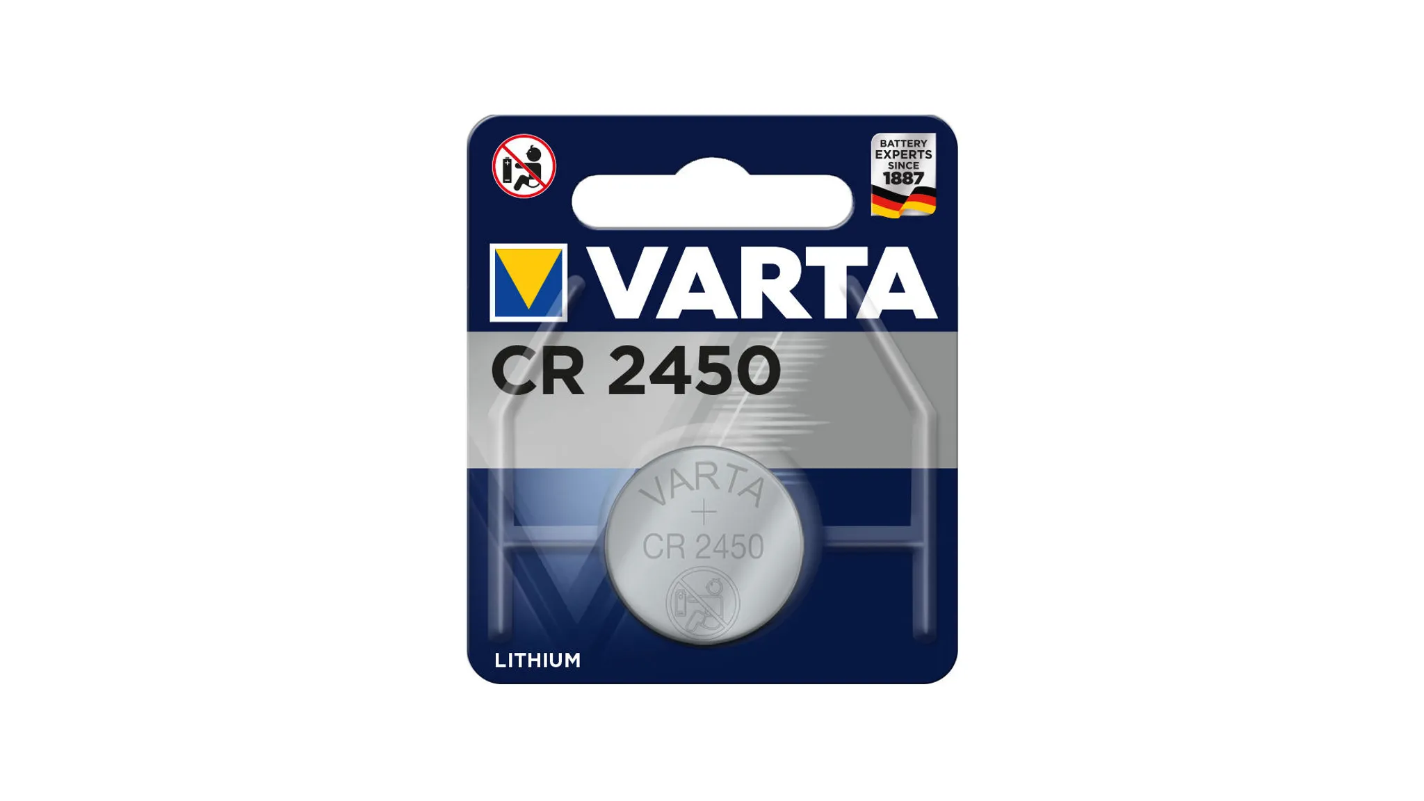 VARTA Knopfzelle Lithium, CR2450, 3V 2 Stück Lithium-Ionen Knopfzelle