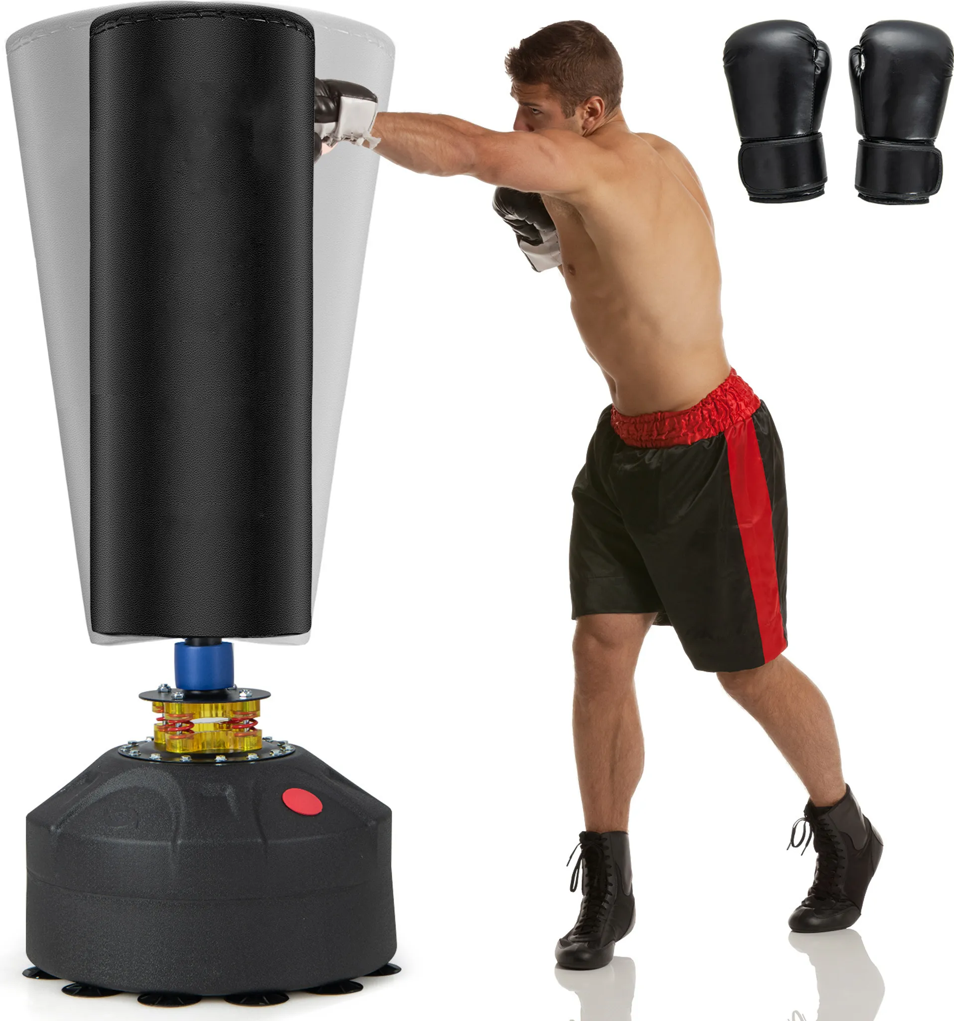 COSTWAY Standboxsack Mit 2 Speedbällen - Höhenverstellbar Für Kinder & Erwachsene