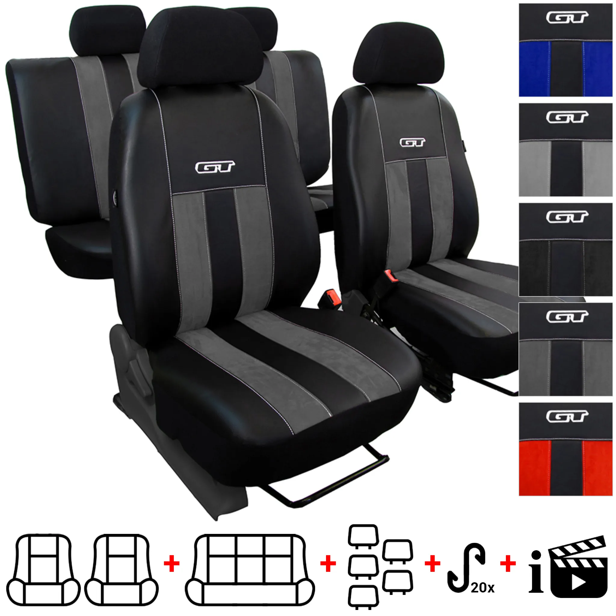 2tlg/Set Universal Schwarz Auto Sitzauflage Sitzkissen Sitzmatte