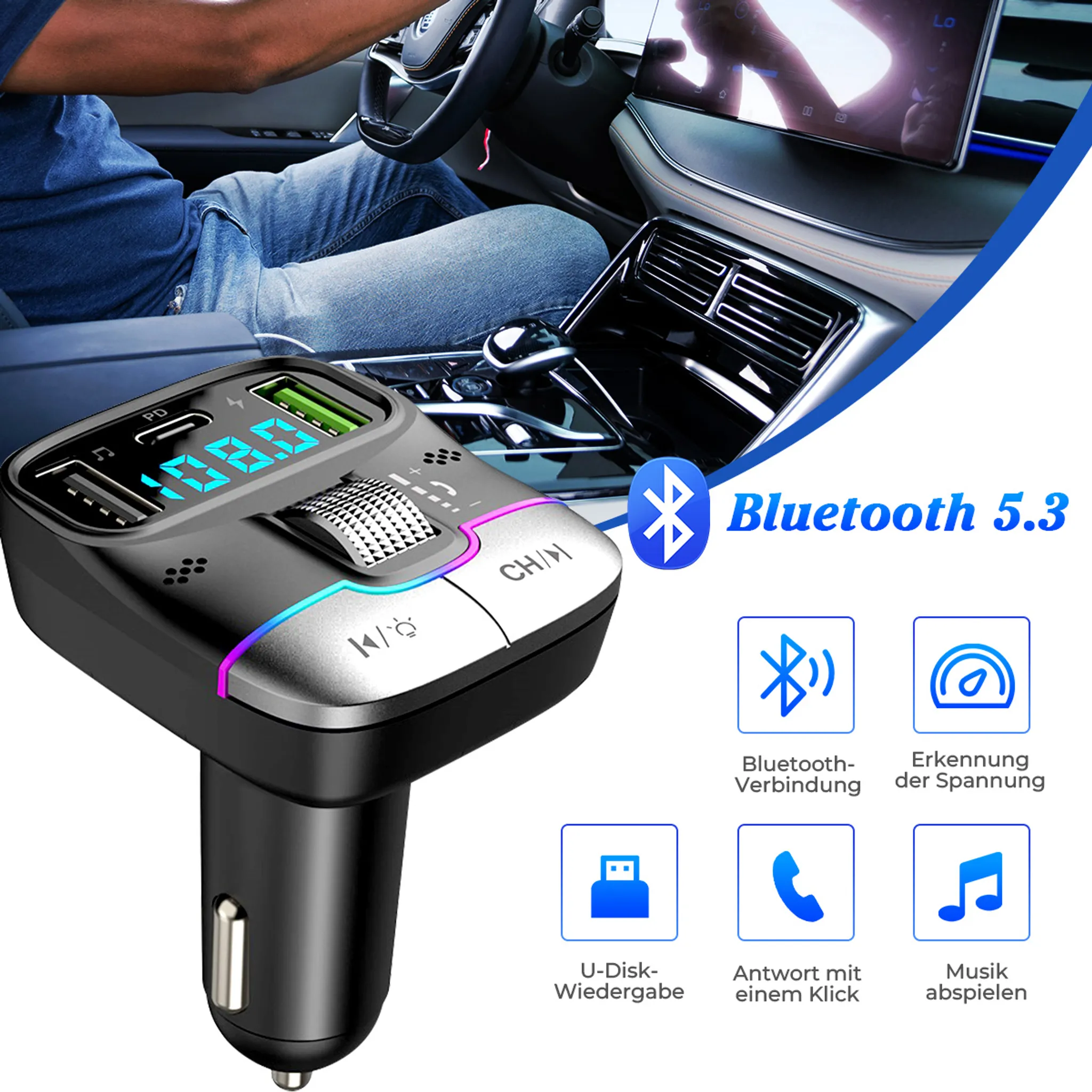 Bluetooth Fm Transmitter Auto Bluetooth Adapter 5.0 mit 2 USB Anschlüsse  Schnellladung Freisprechanlage Auto Musik Adapter, Zigarettenanzünder  Bluetooth Adapter Unterstützt Tf-Karte Und U-Disk: : Elektronik &  Foto