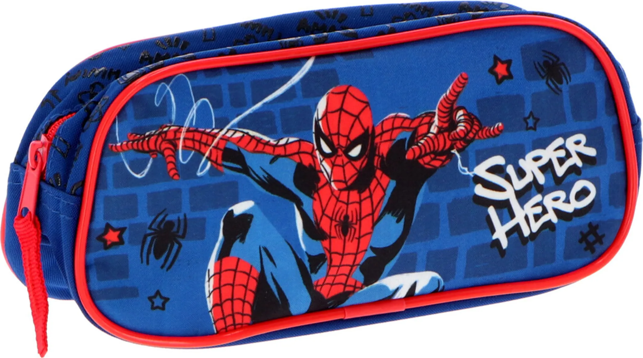 Spider-Man Federmäppchen Für Jugendliche – Blau/rot, Flaches Etui Mit 3 Fächern, Größe L