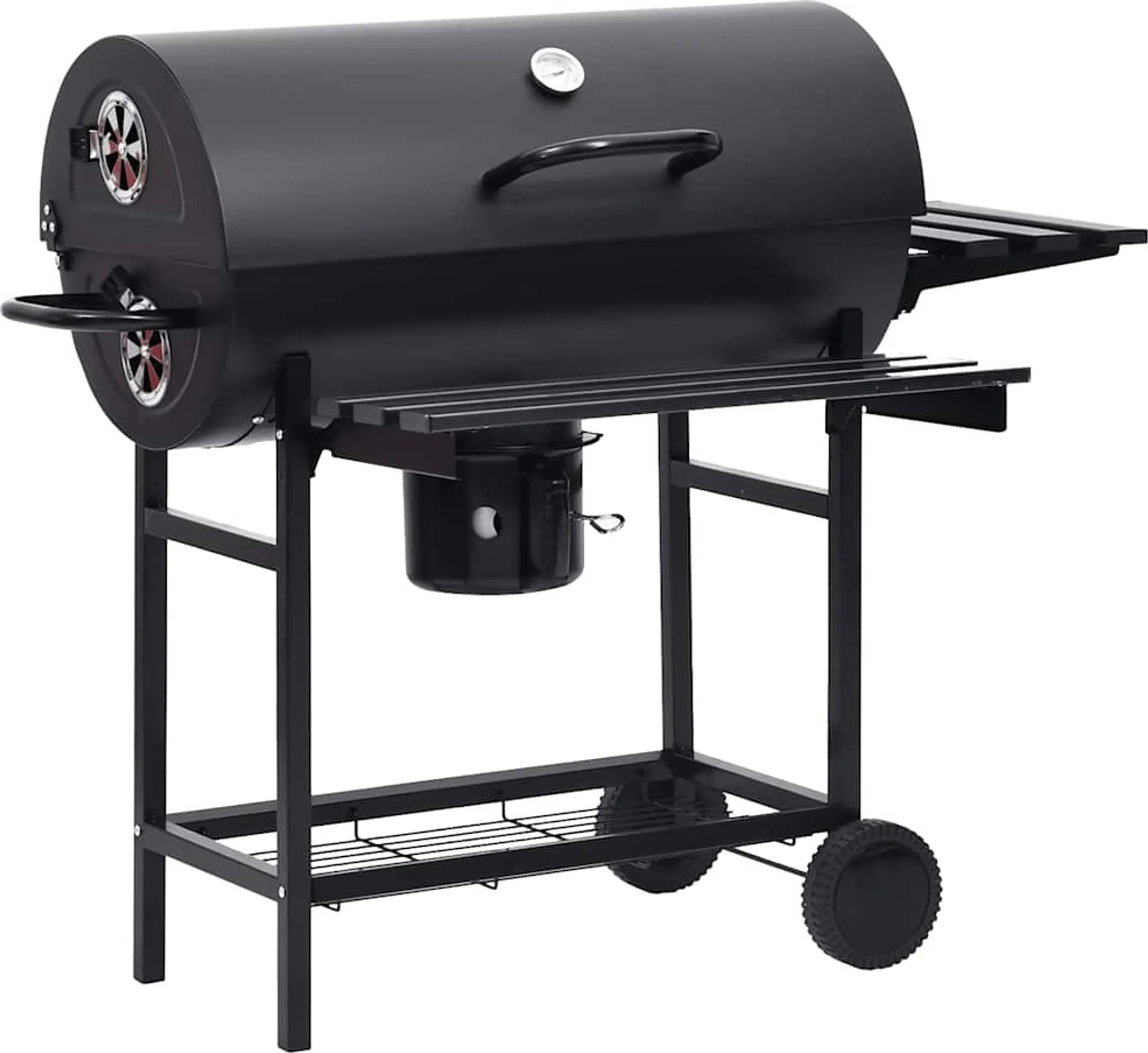 vidaXL Grillwagen mit Rädern und Ablagen Schwarz Stahl