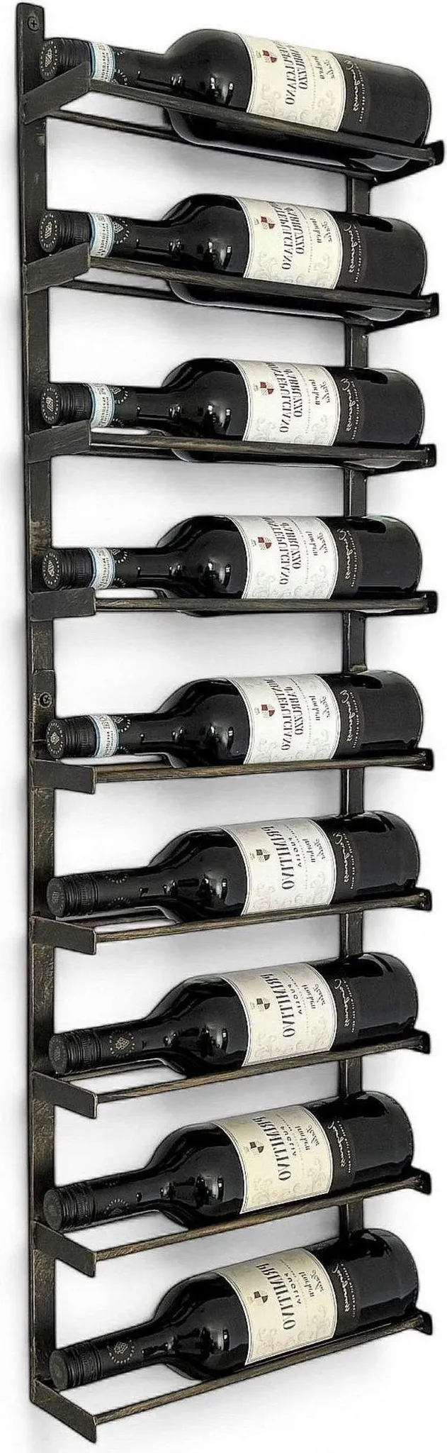 Moderno portabottiglie da parete in metallo dorato con porta bicchieri per cocktail e bevande, scaffale per casa, ristorante e bar